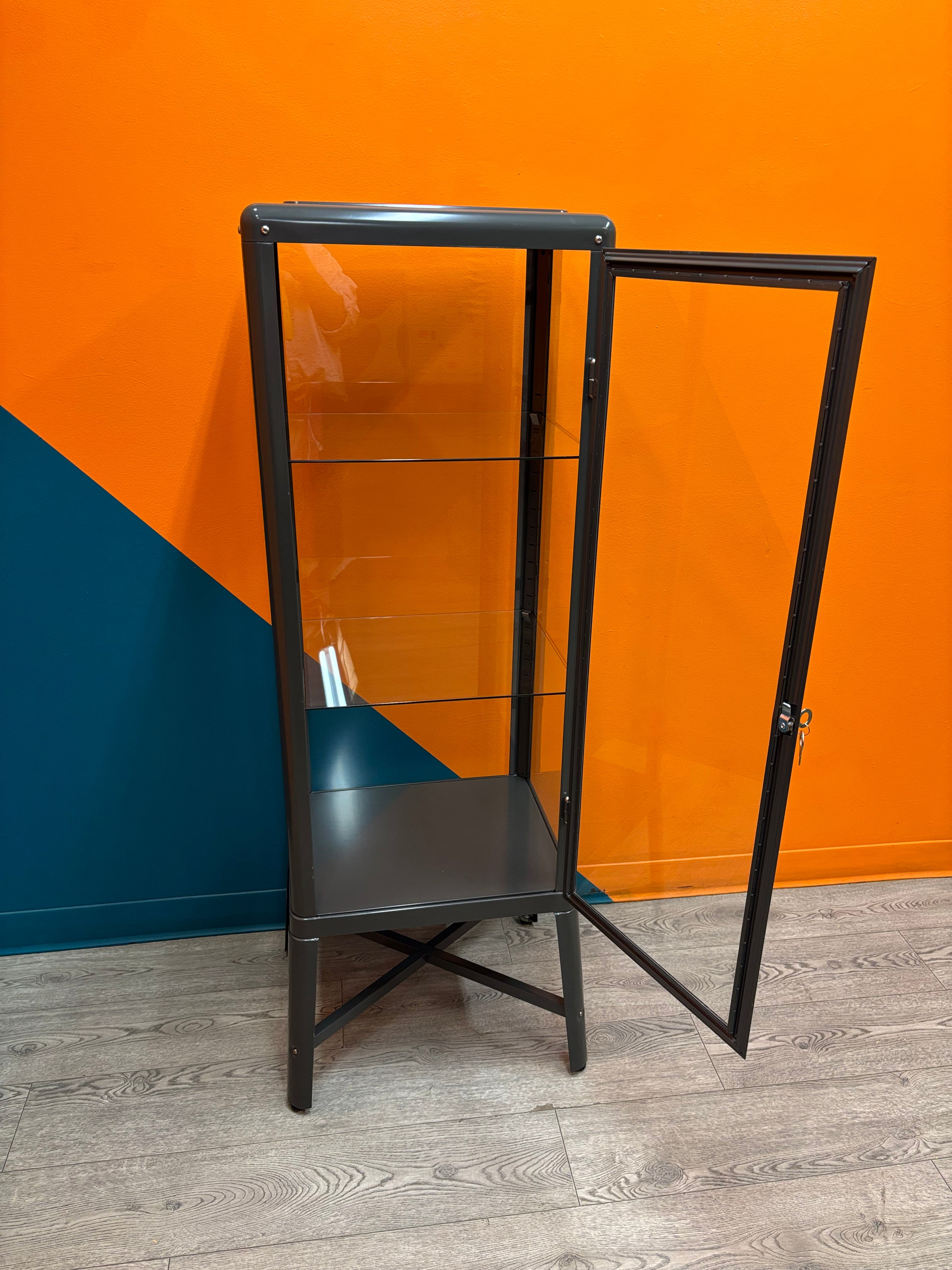 Charcoal Glass Door Cabinet with Key (FABRIKOR) - IKEA