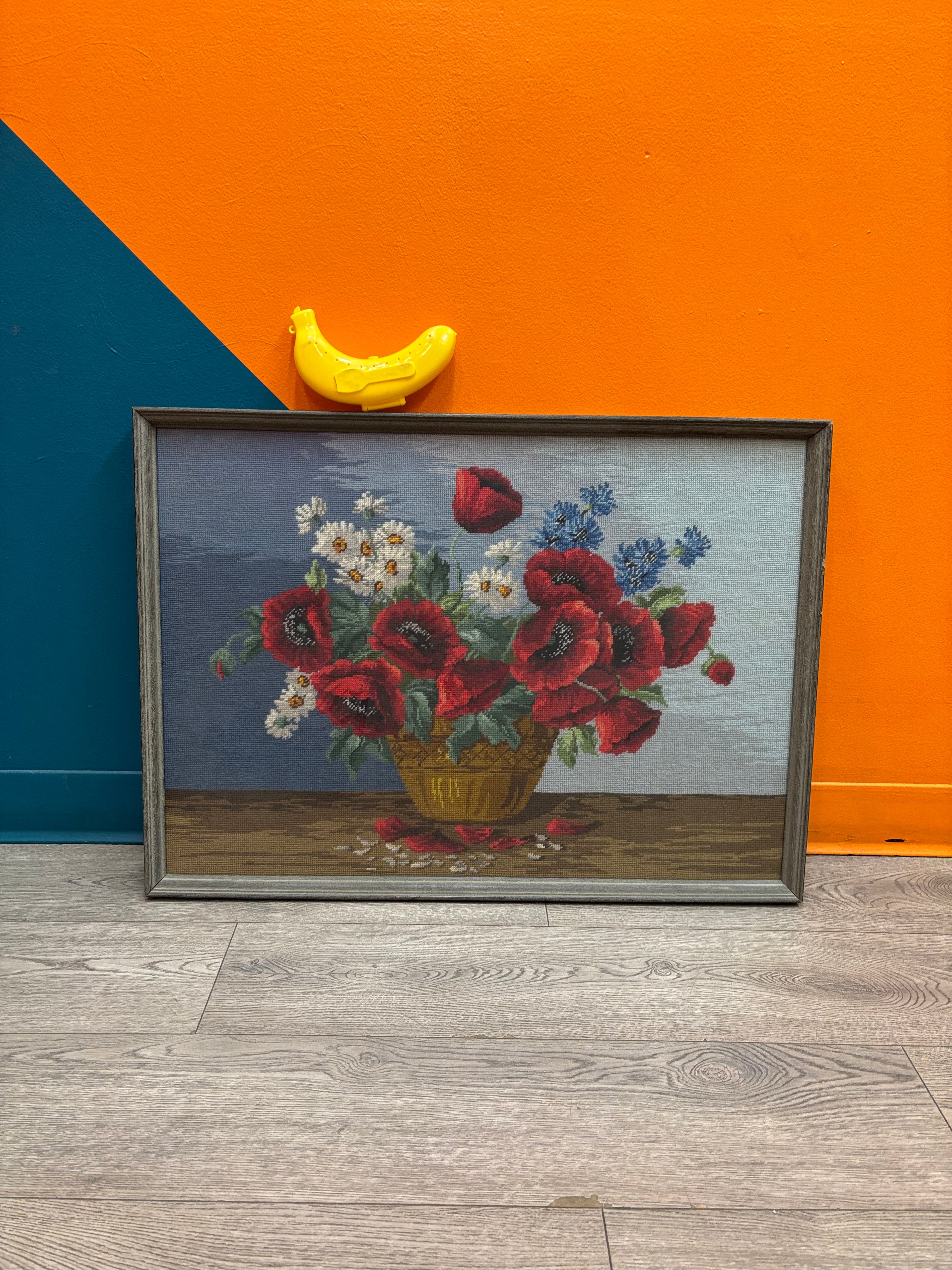 Basket of Poppies Needlepoint by Wiehler Gobelin