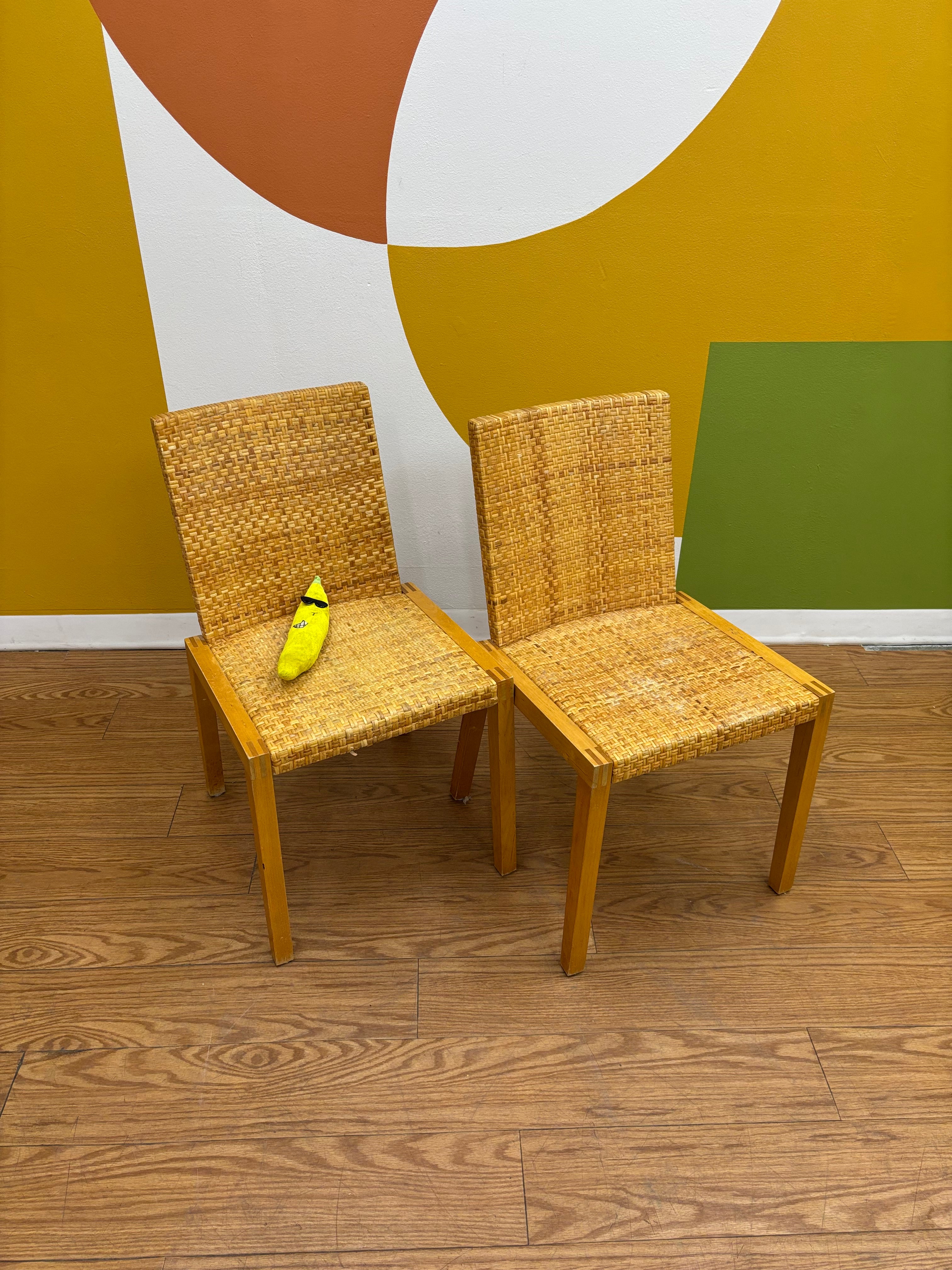 Set of 2 Wicker Dining Chairs