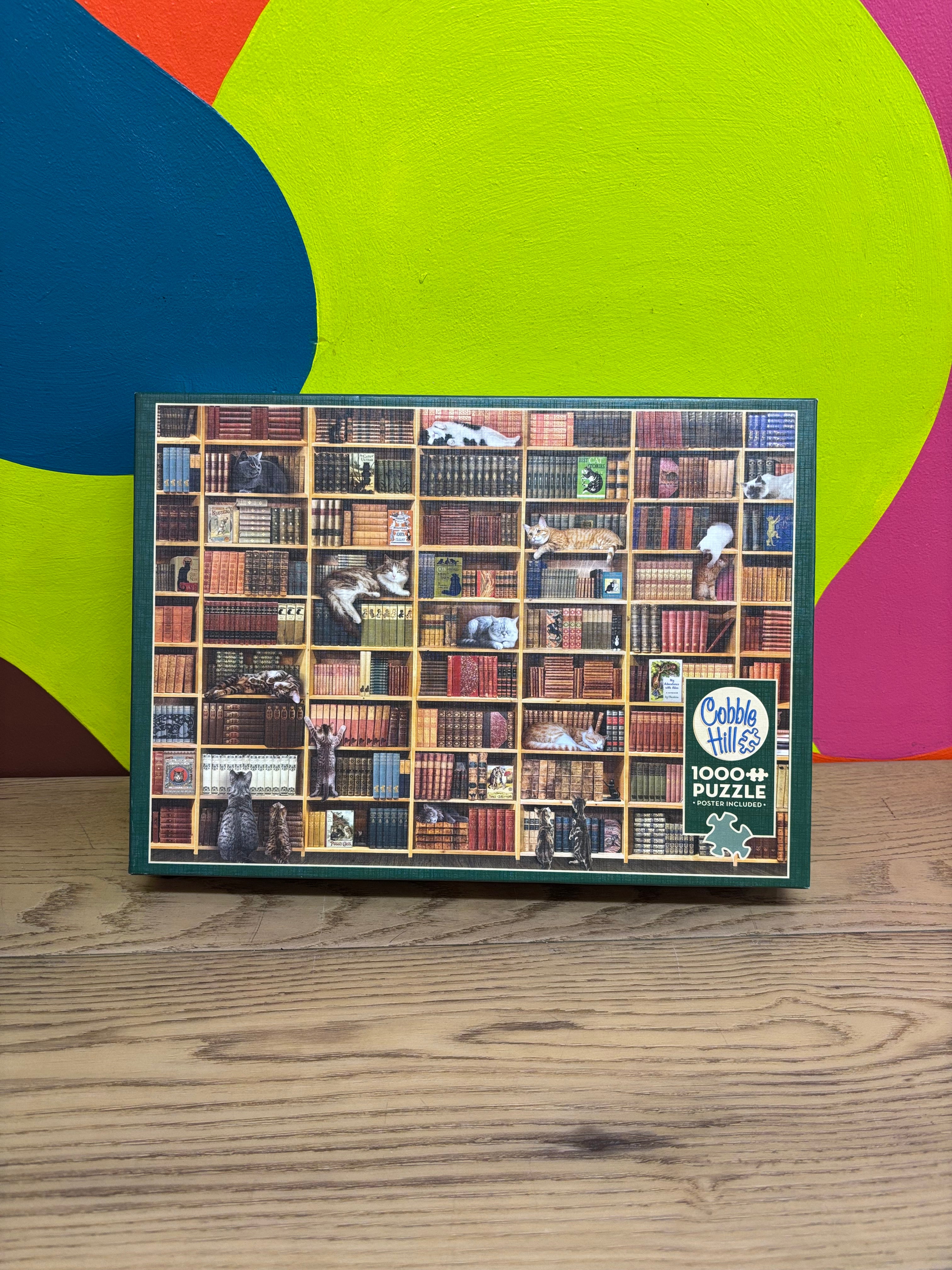 Cobble Hill 1000 Piece Puzzle - Cat Library