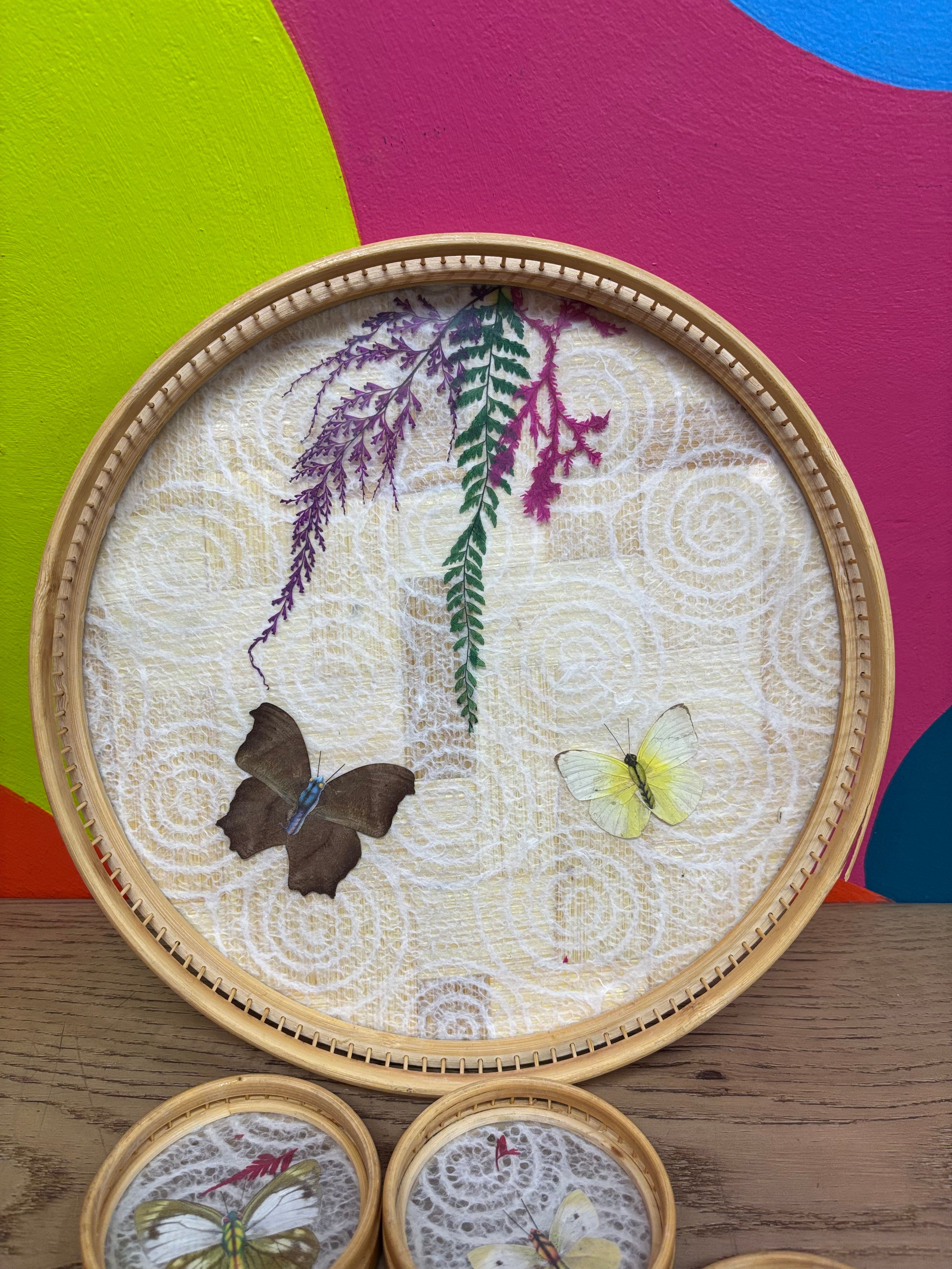 Pressed Butterfly Tray & Coasters