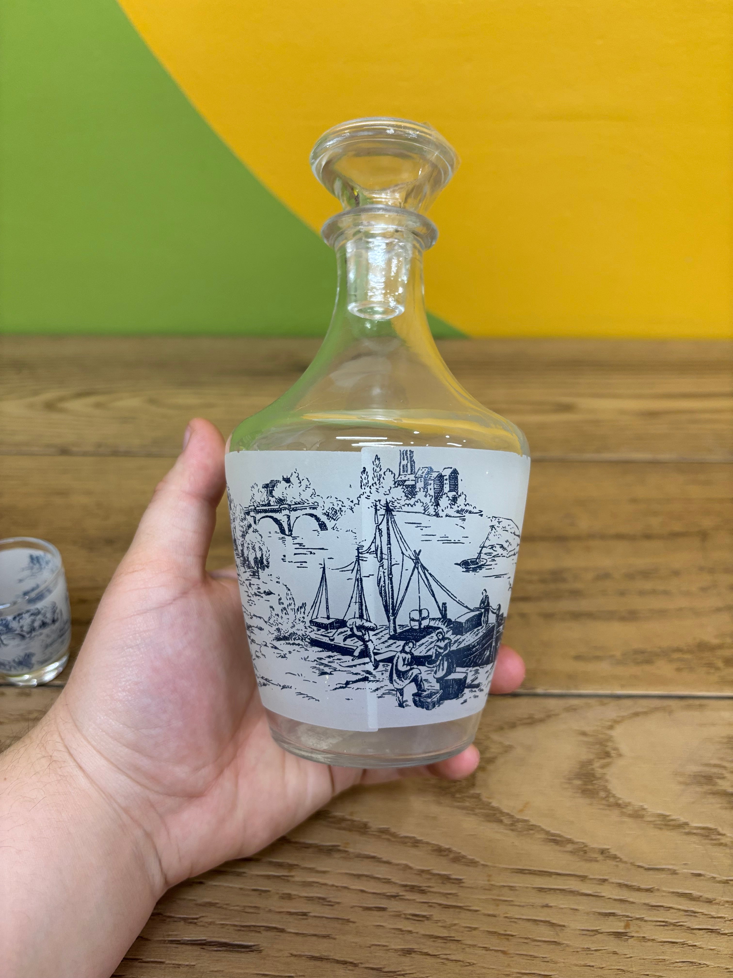 French Liqueur Glass Decanter Set