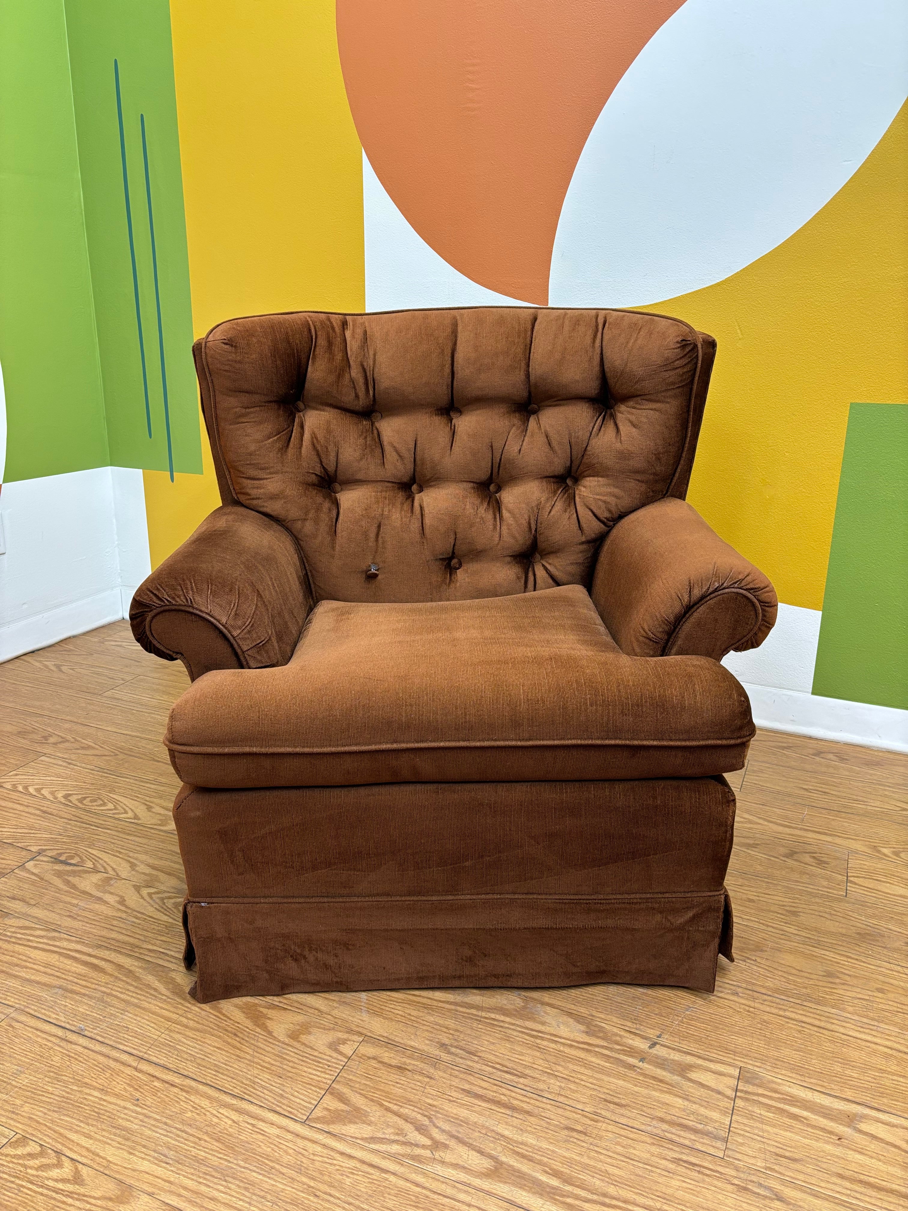 Brown Armchair & Ottoman