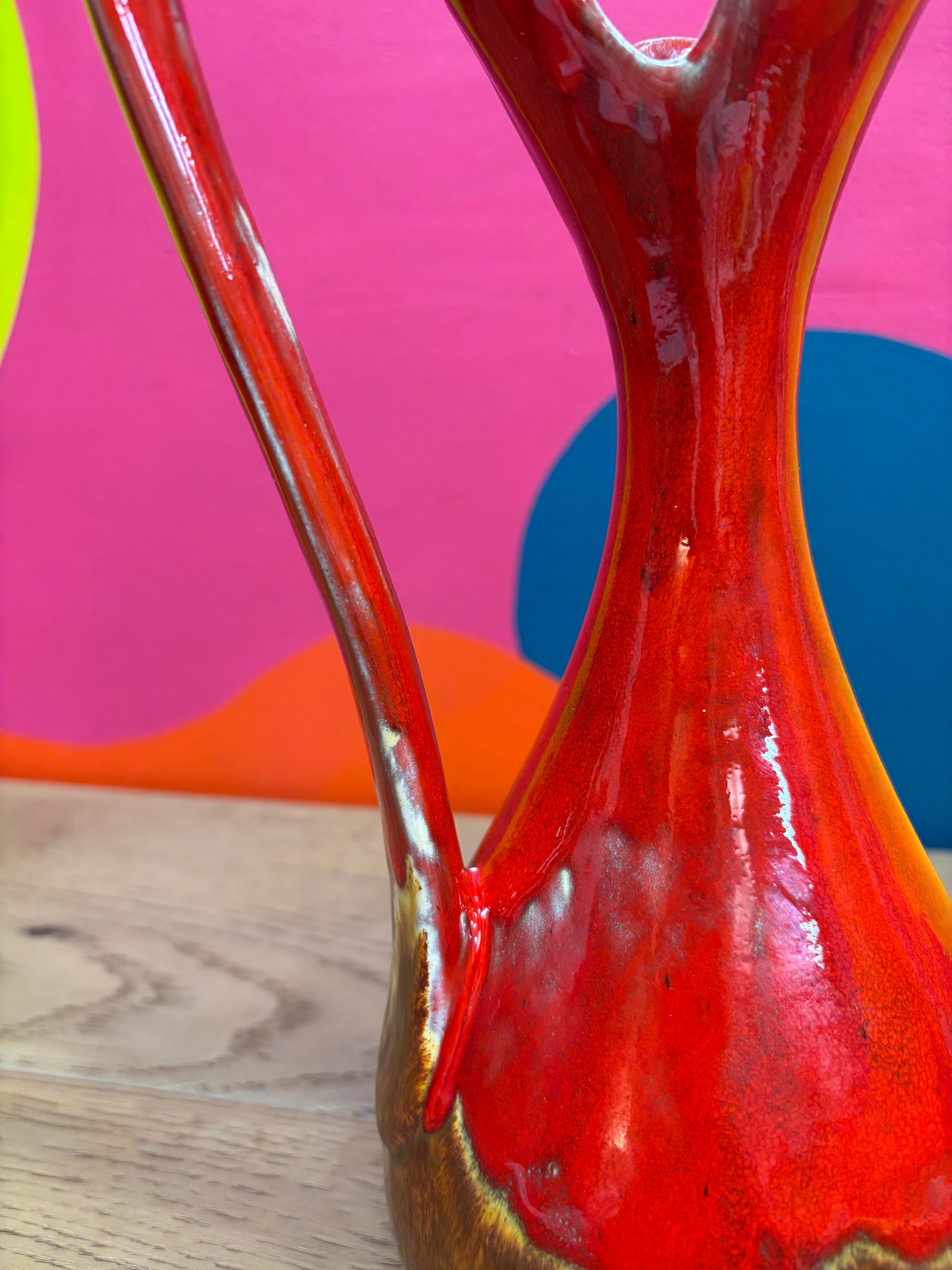 Red & Brown Ceramic Water Pitcher