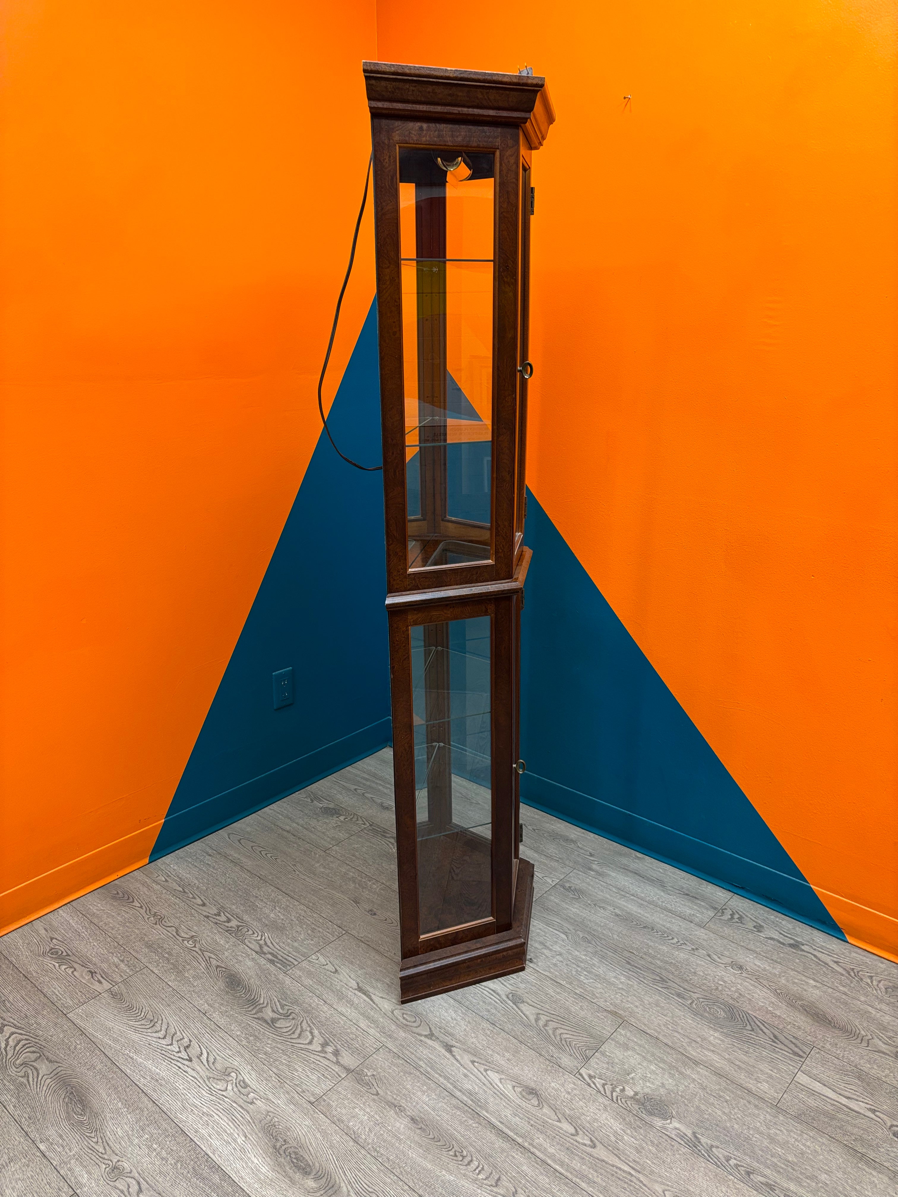 Light Up Wood and Glass Display Cabinet