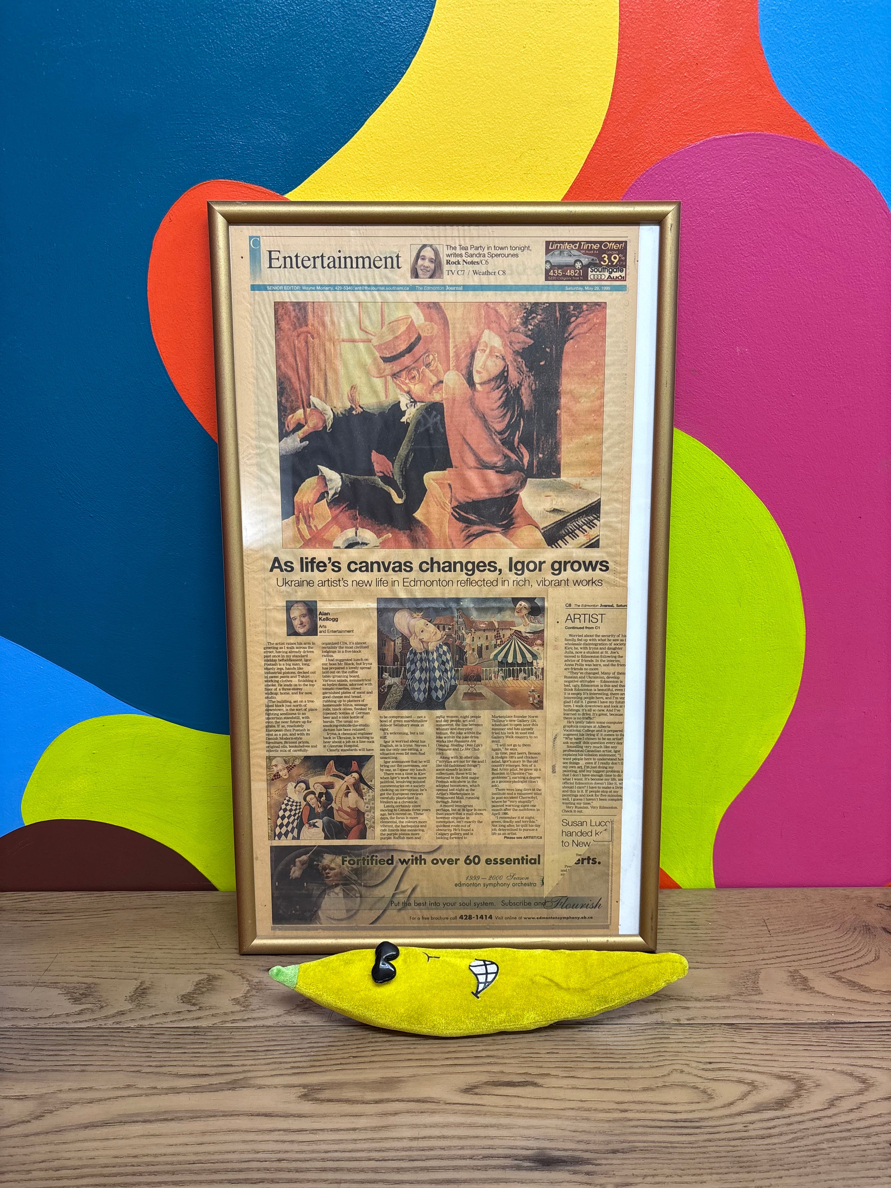 Framed Newspaper Clipping "As Life's Canvas Changes, Igor Grows"