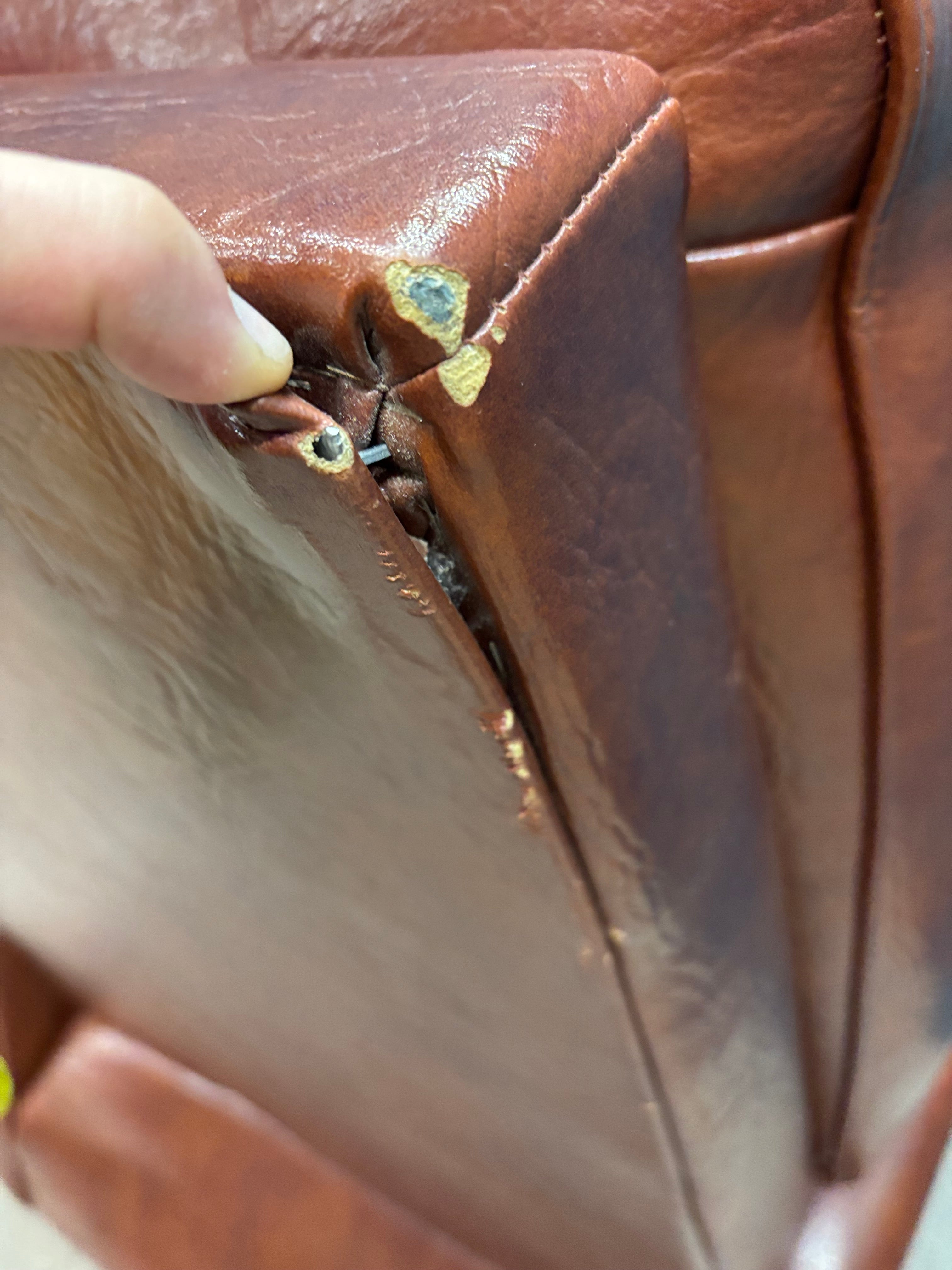 Plaid & Brown Pleather Recliner