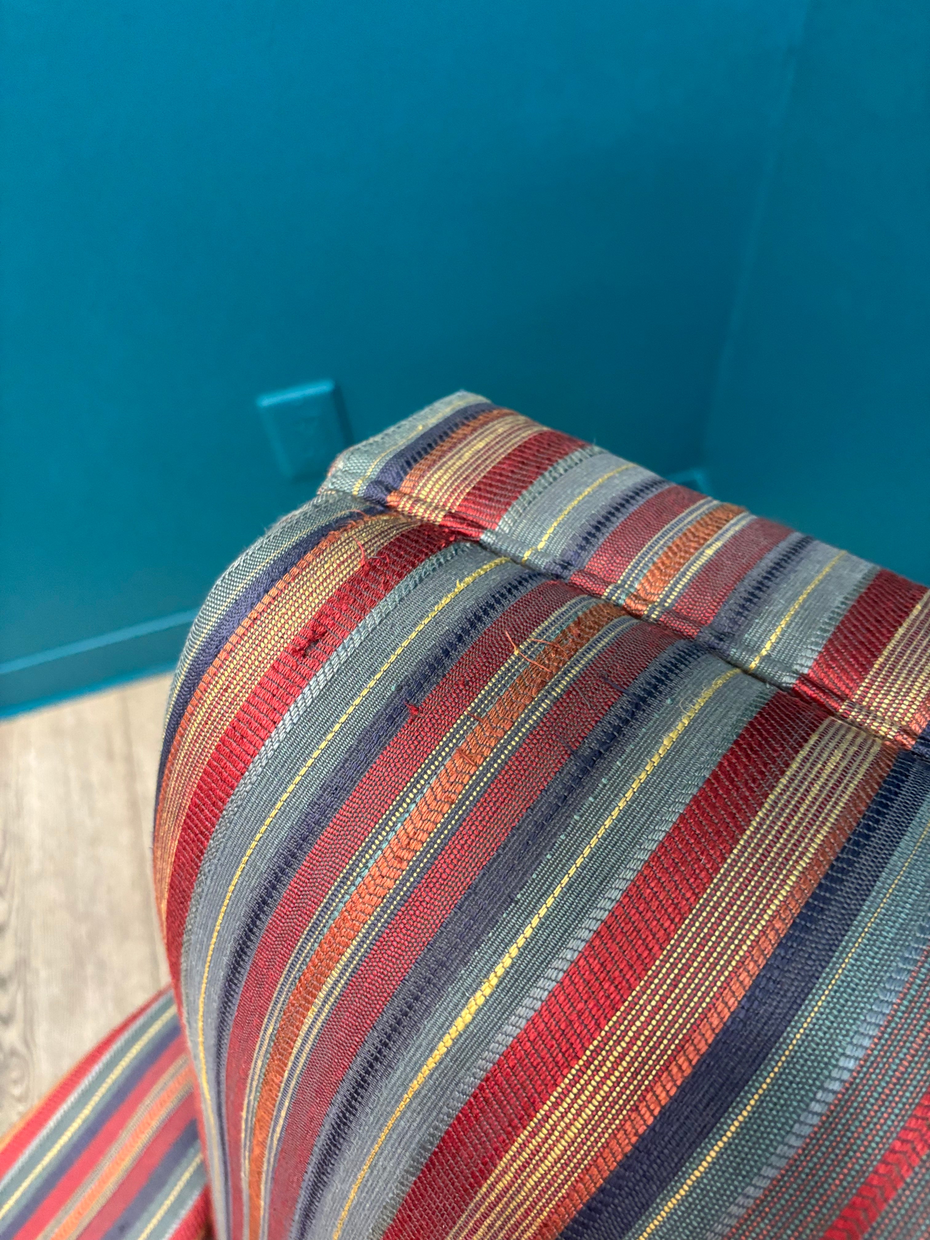 Striped Armchair with Ottoman