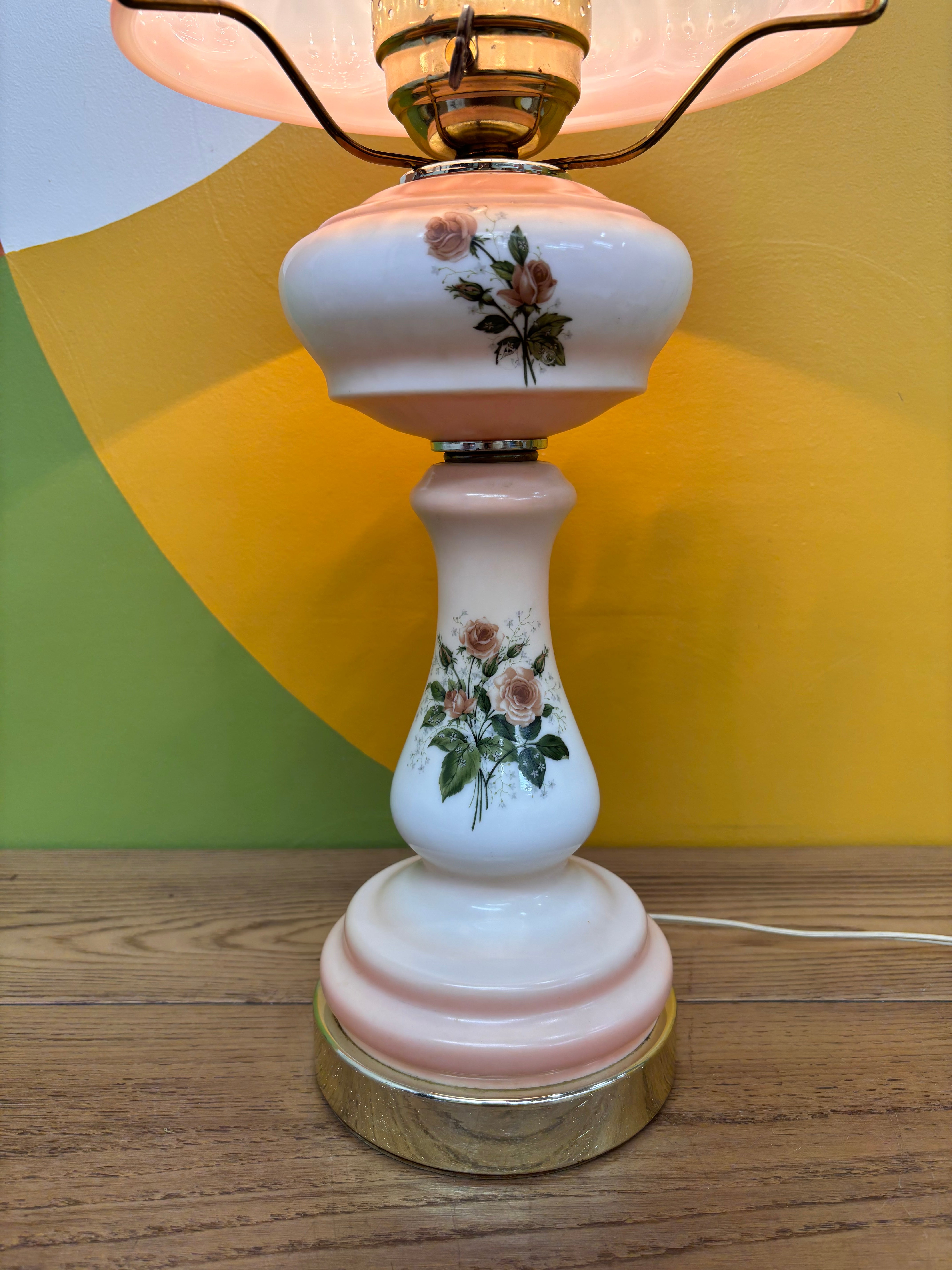 Pink "Gone with the Wind" Style Hurricane Lamp