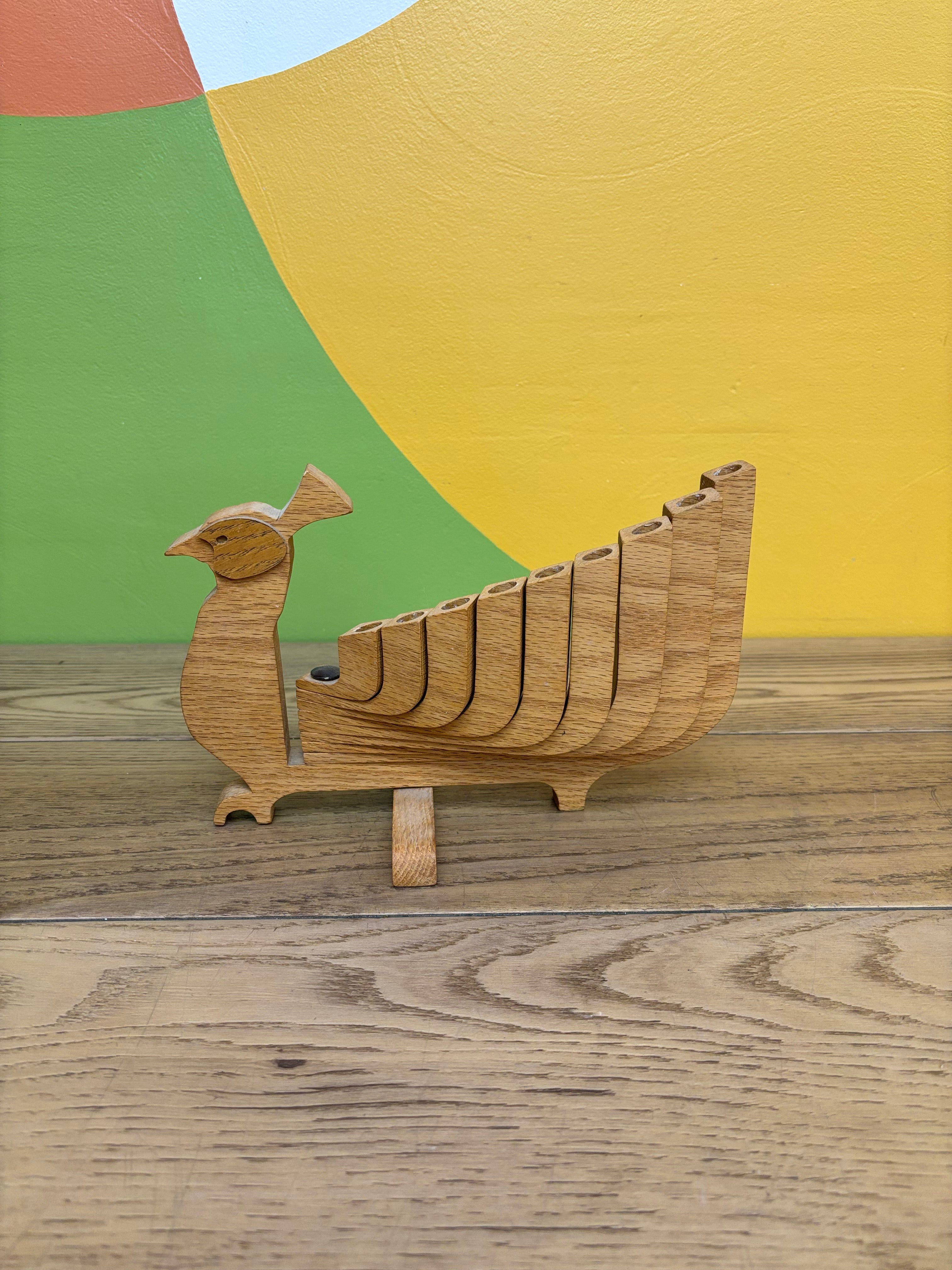 Wood Bird Candelabra