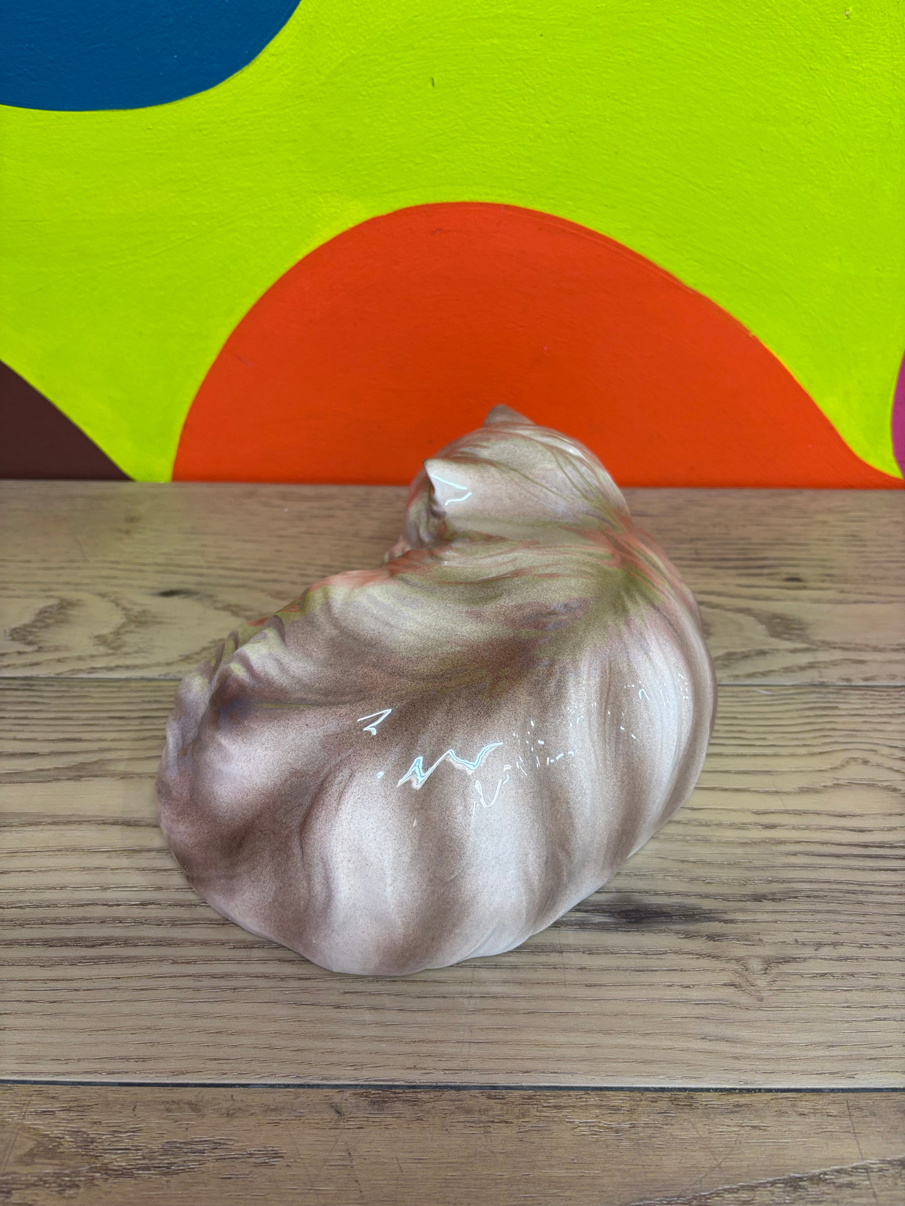 Ceramic Sleeping Cat Statue