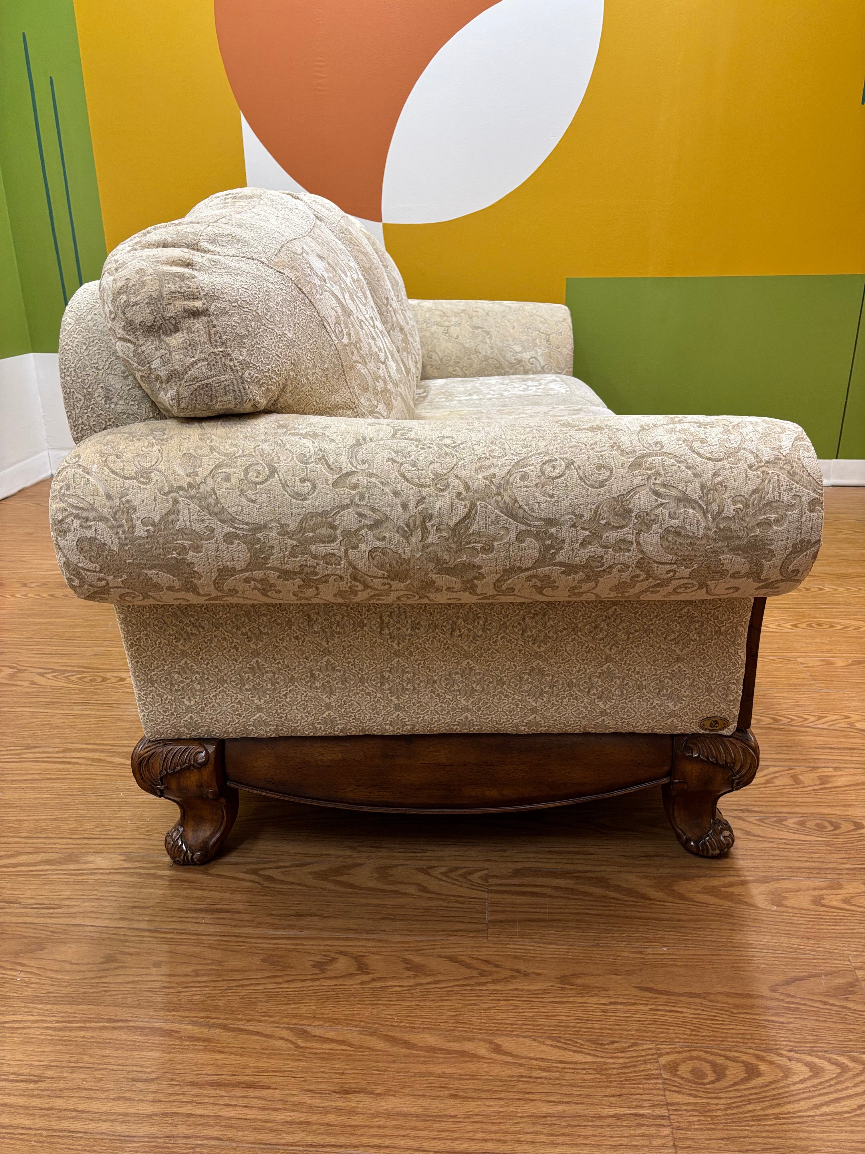 Fabric & Wood Carved Sofa