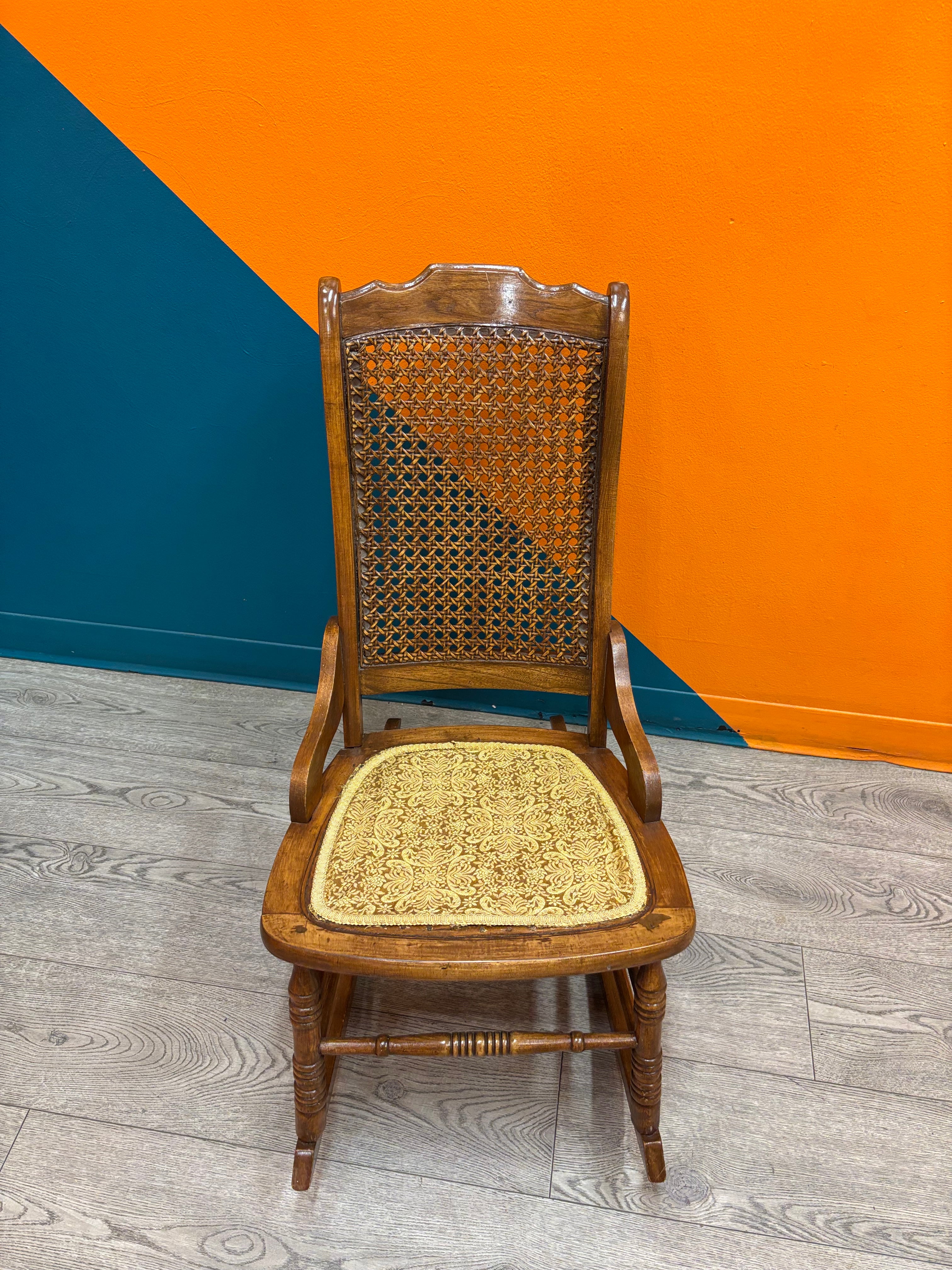 Cane Webbing Wood Rocking Chair