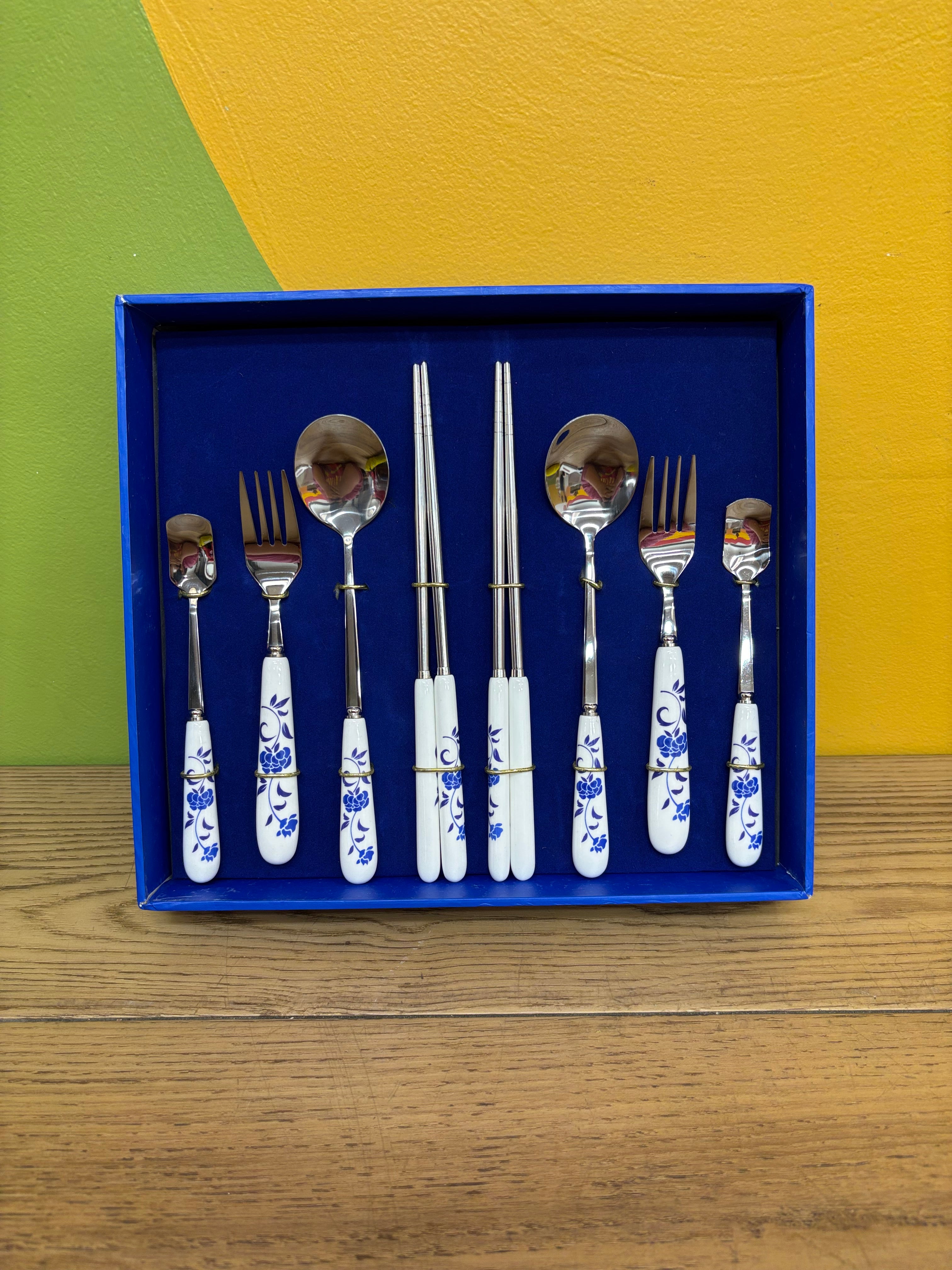 Blue & White Utensil Set