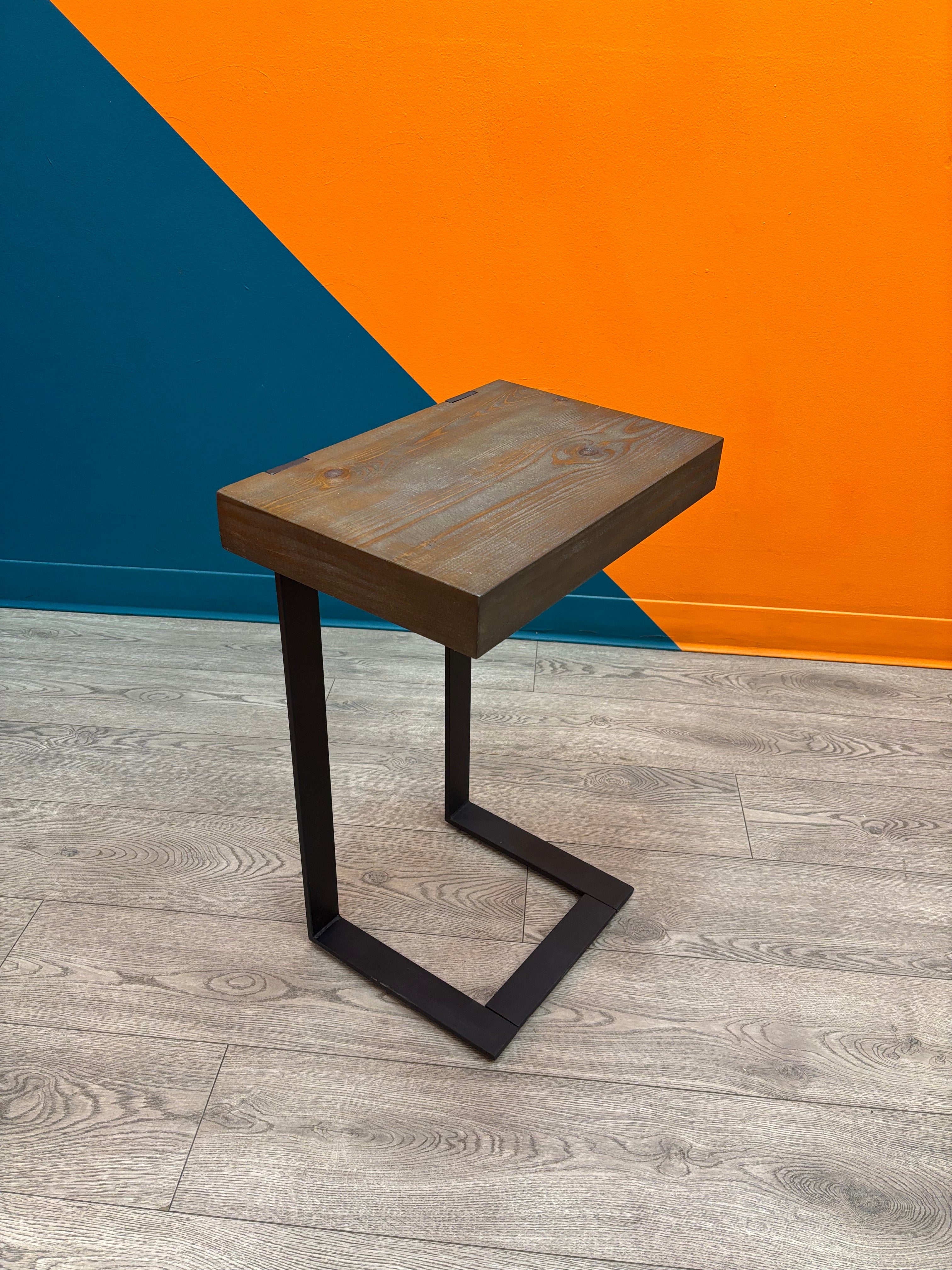 Wood C-Shaped Side Table