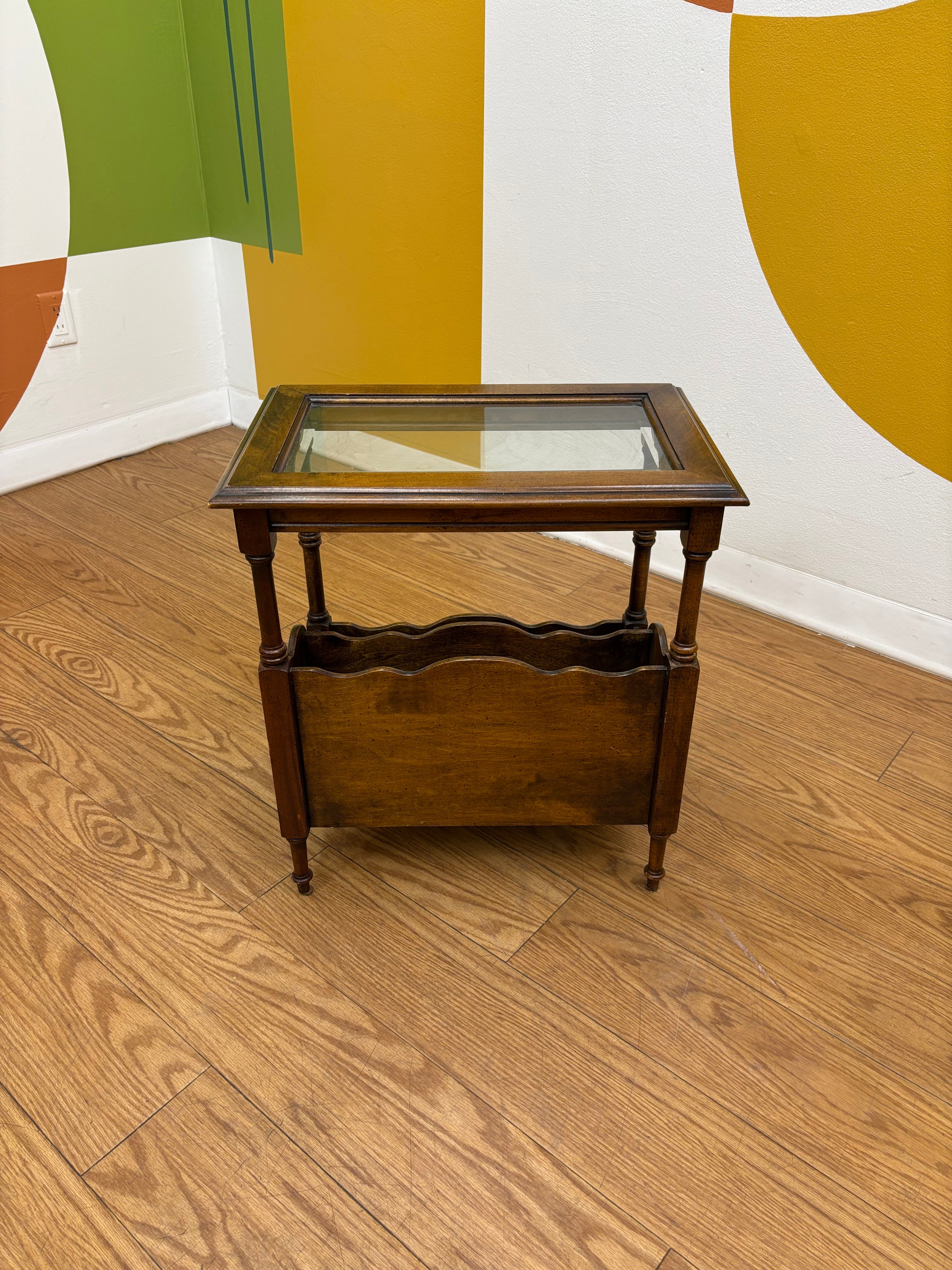 Wood Side Table with Bottom Storage