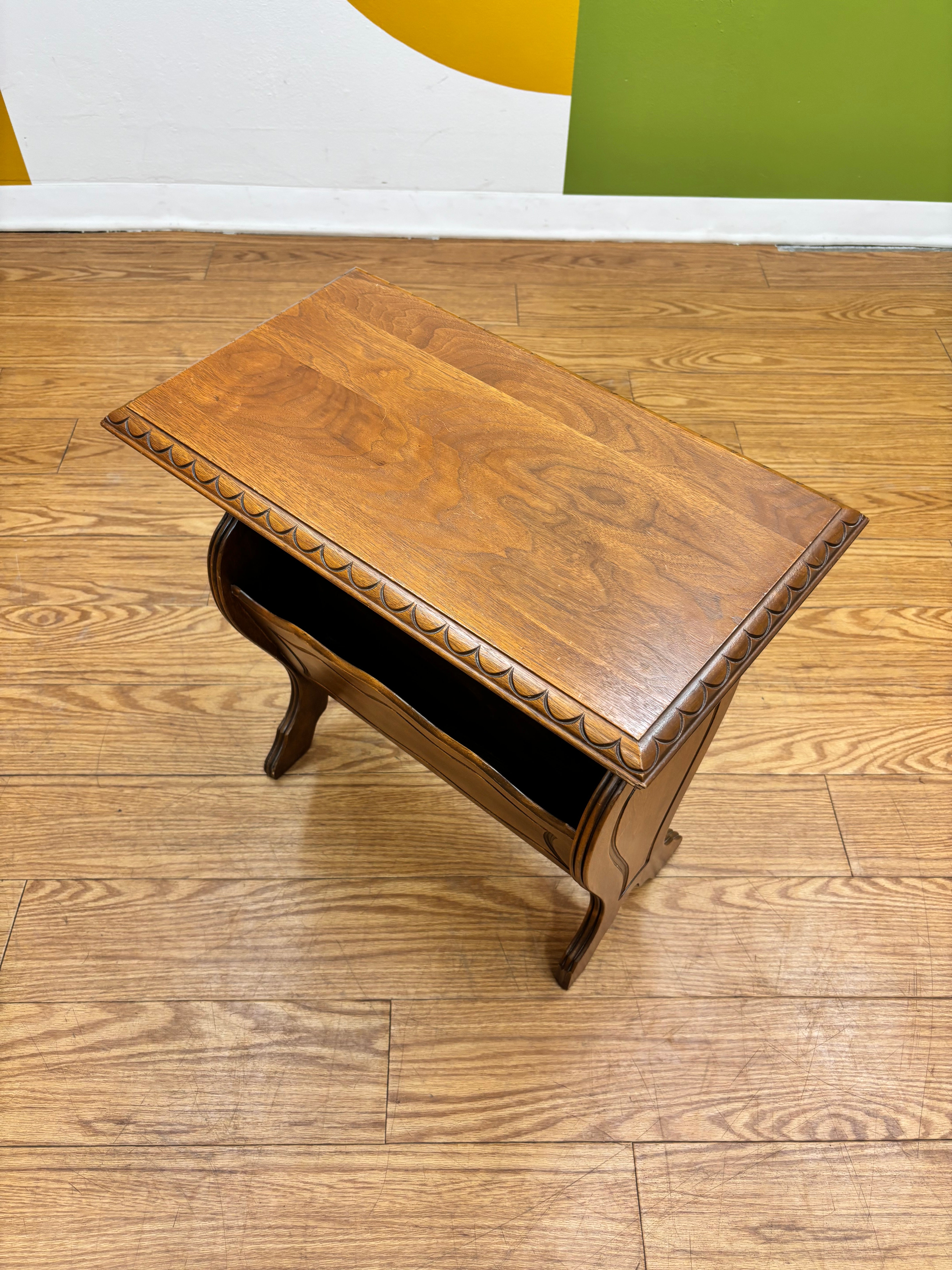 Wood Side Table with Magazine Storage