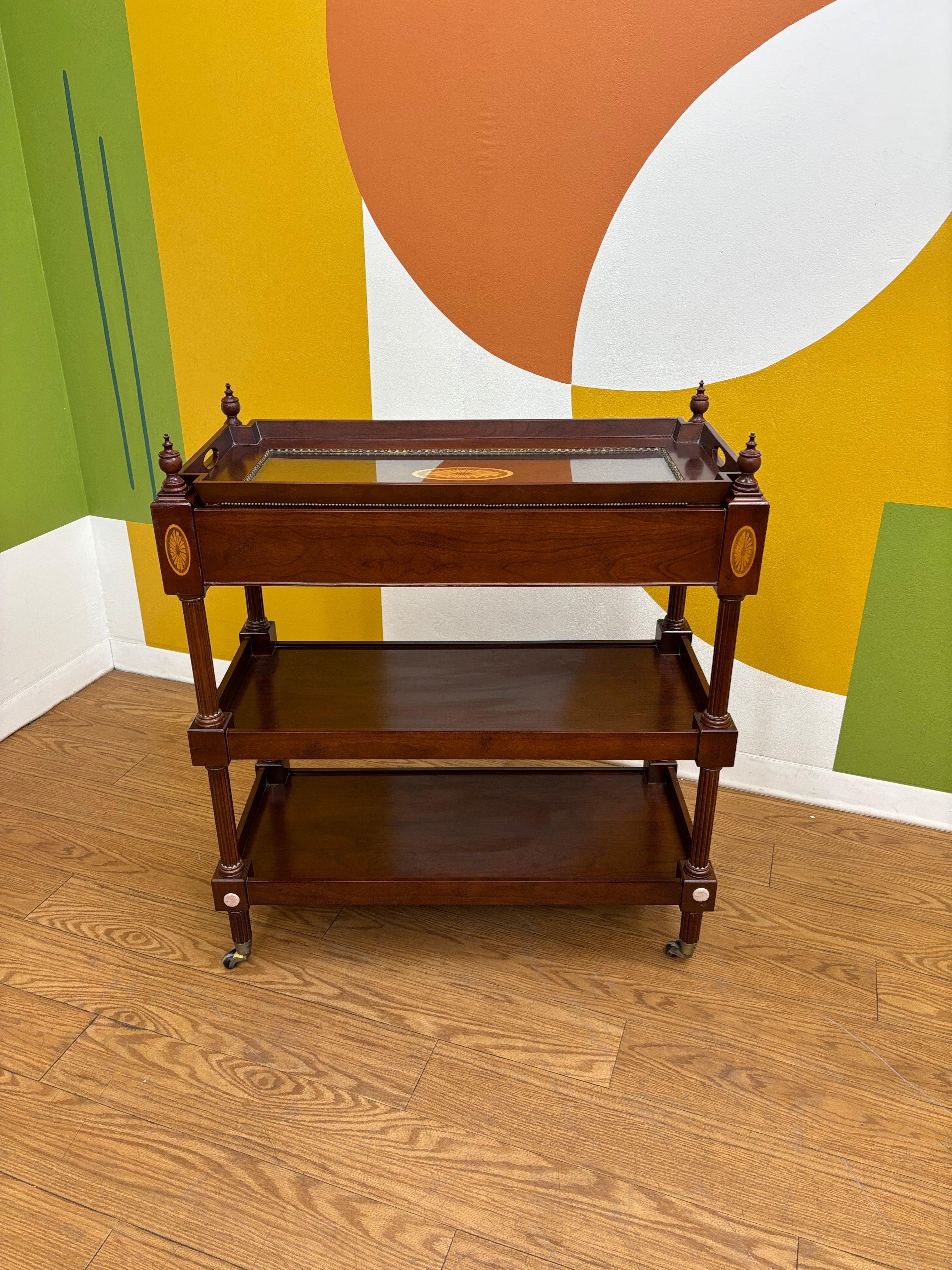 Mahogany Post Rolling Serving Cart