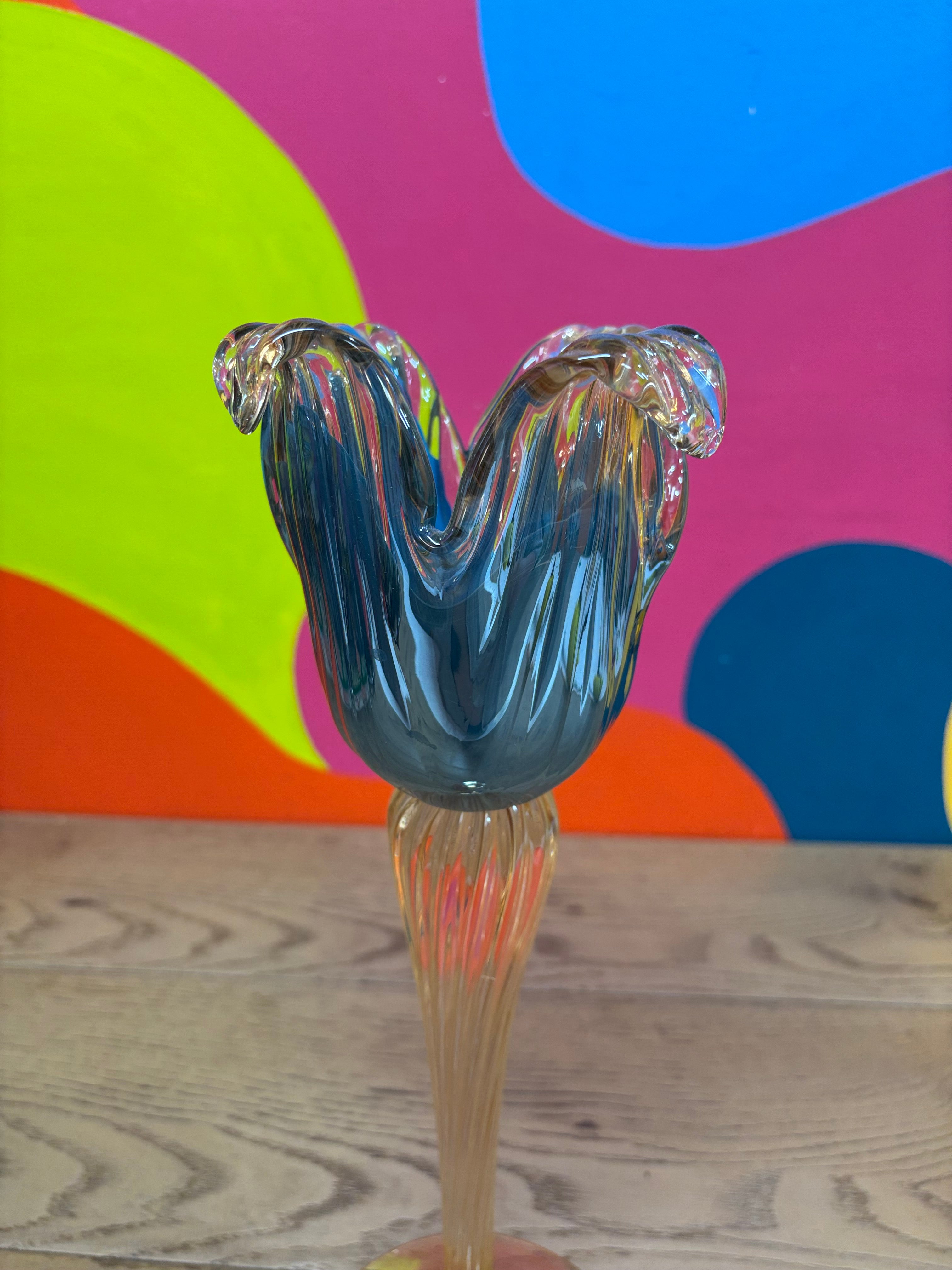 Tall Murano Glass Tulip Candle Holder #2