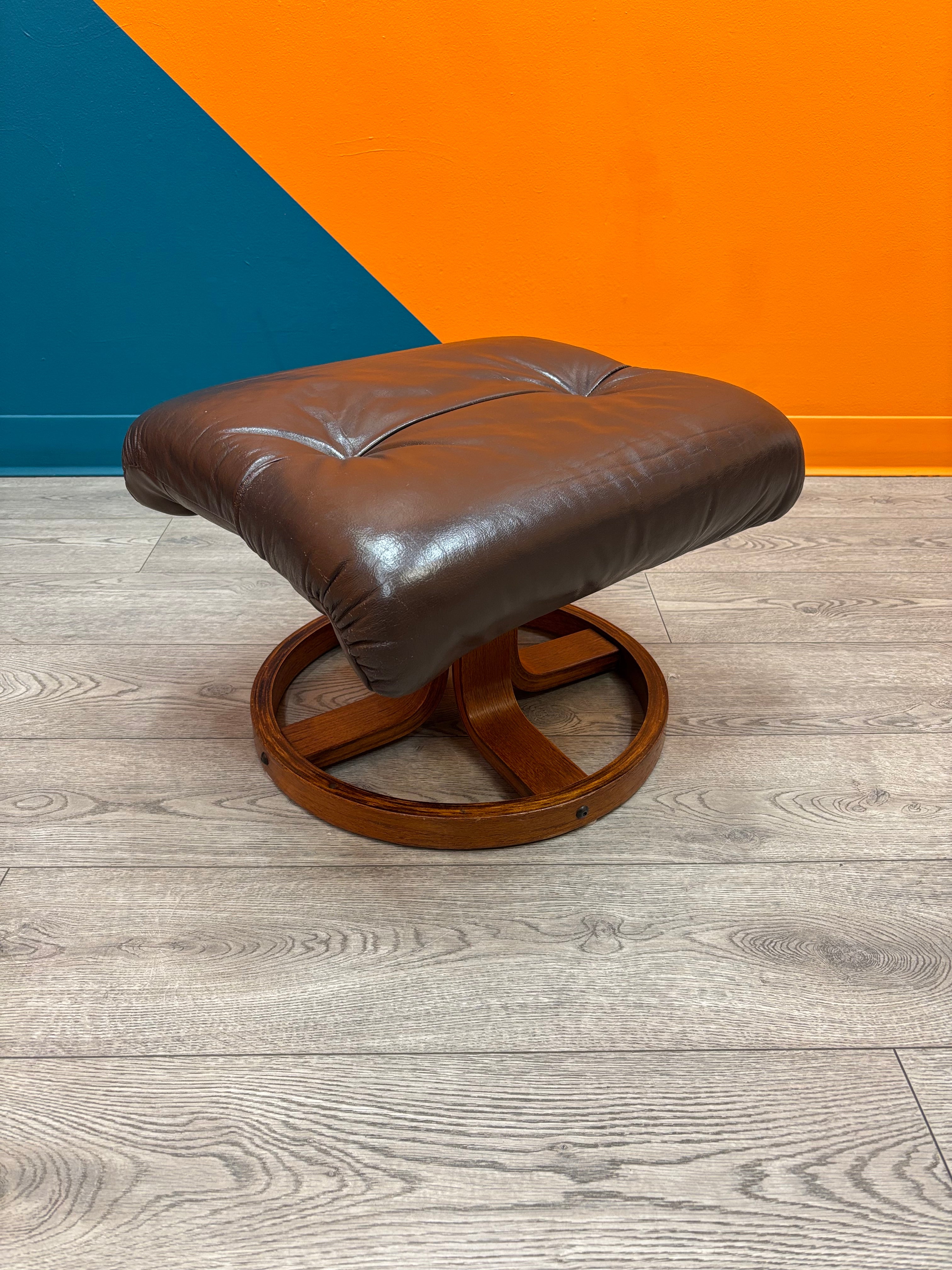 Brown Faux Leather Foot Rest