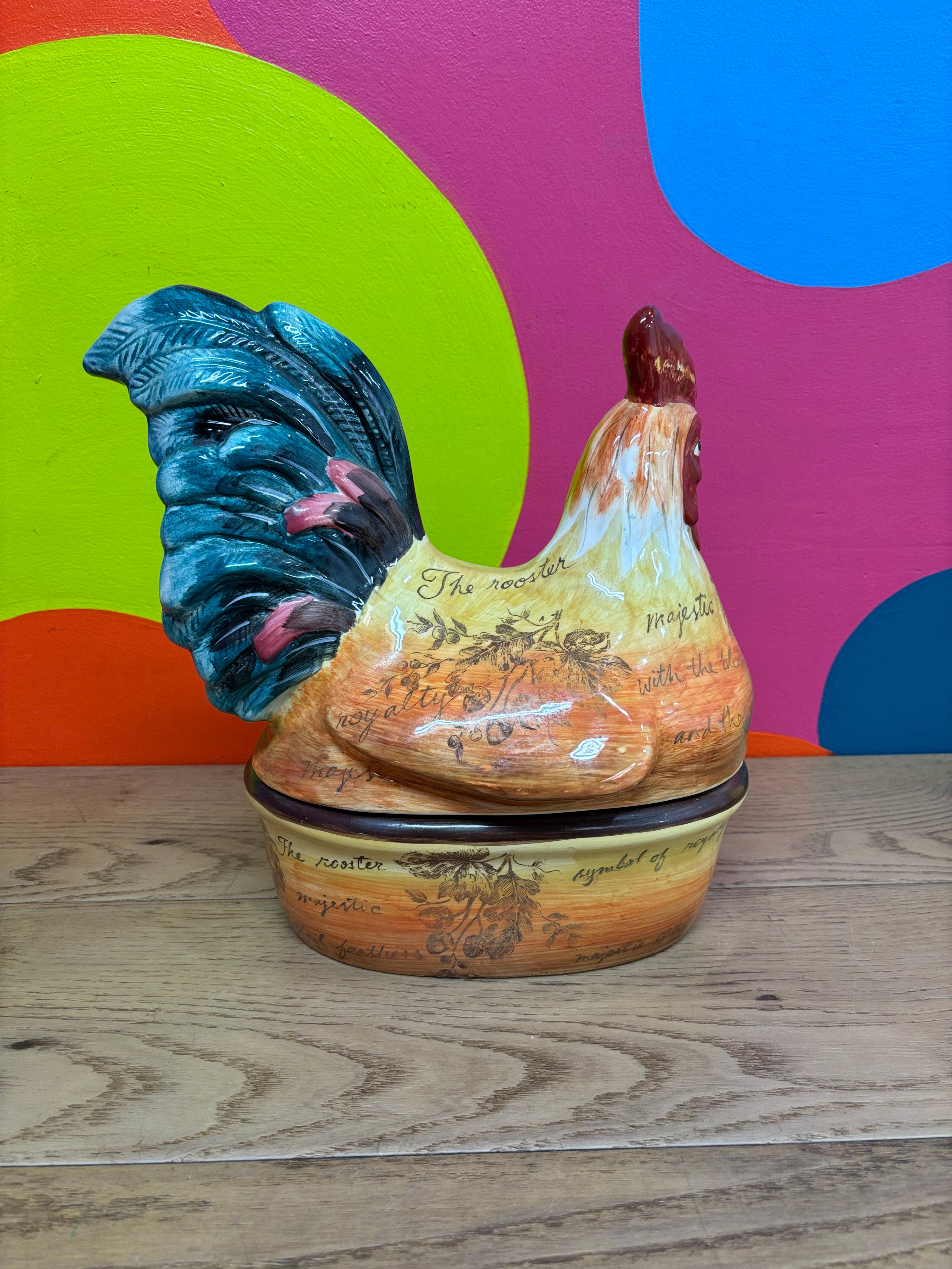 Hand Painted Rooster Jar