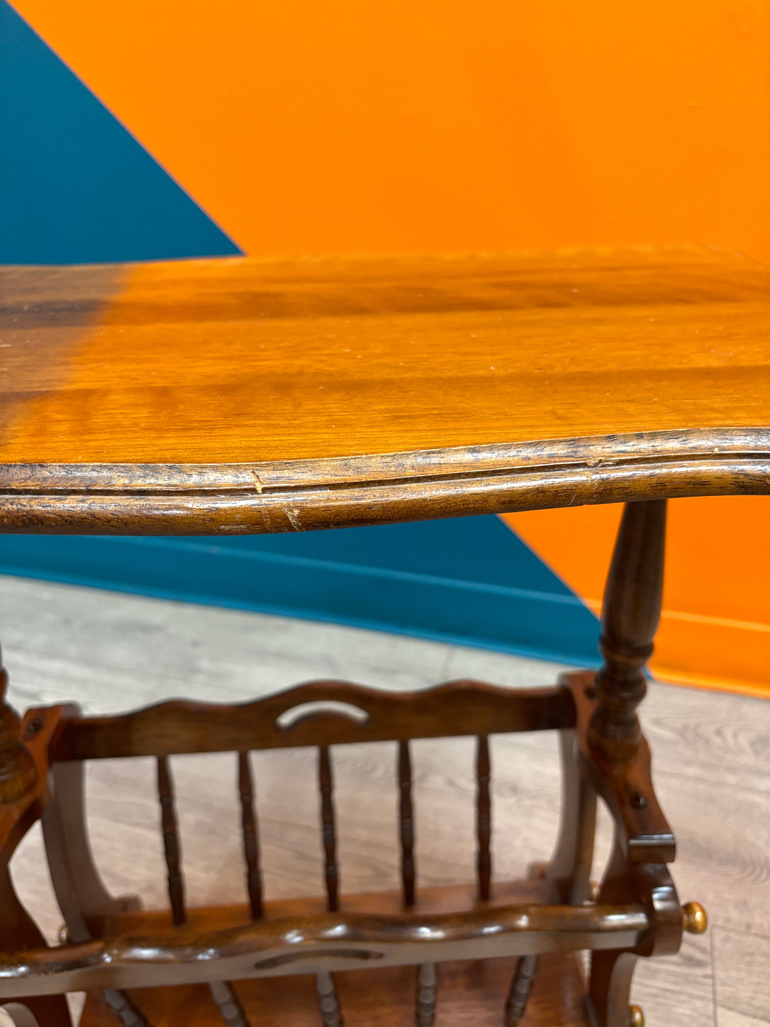 Wood Side Table with Lower Magazine Rack
