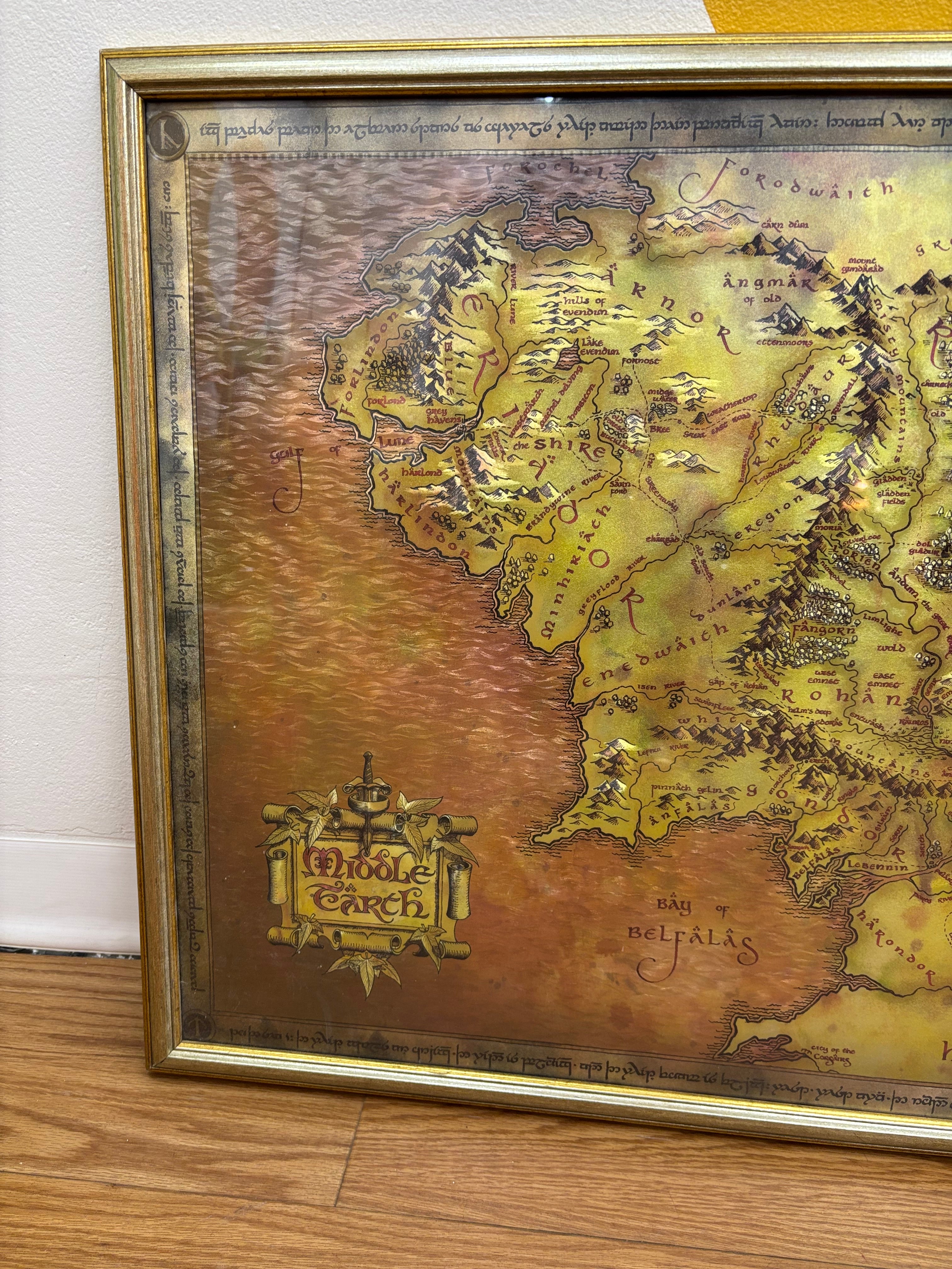 Framed Lord of the Rings Middle Earth Map