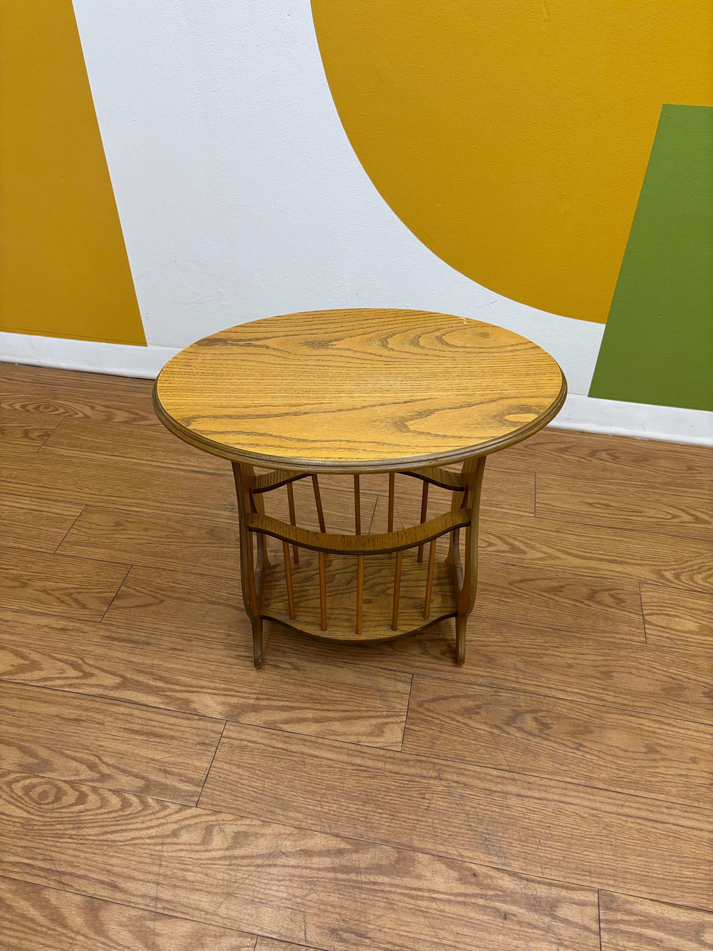 Wood End Table with Bottom Storage