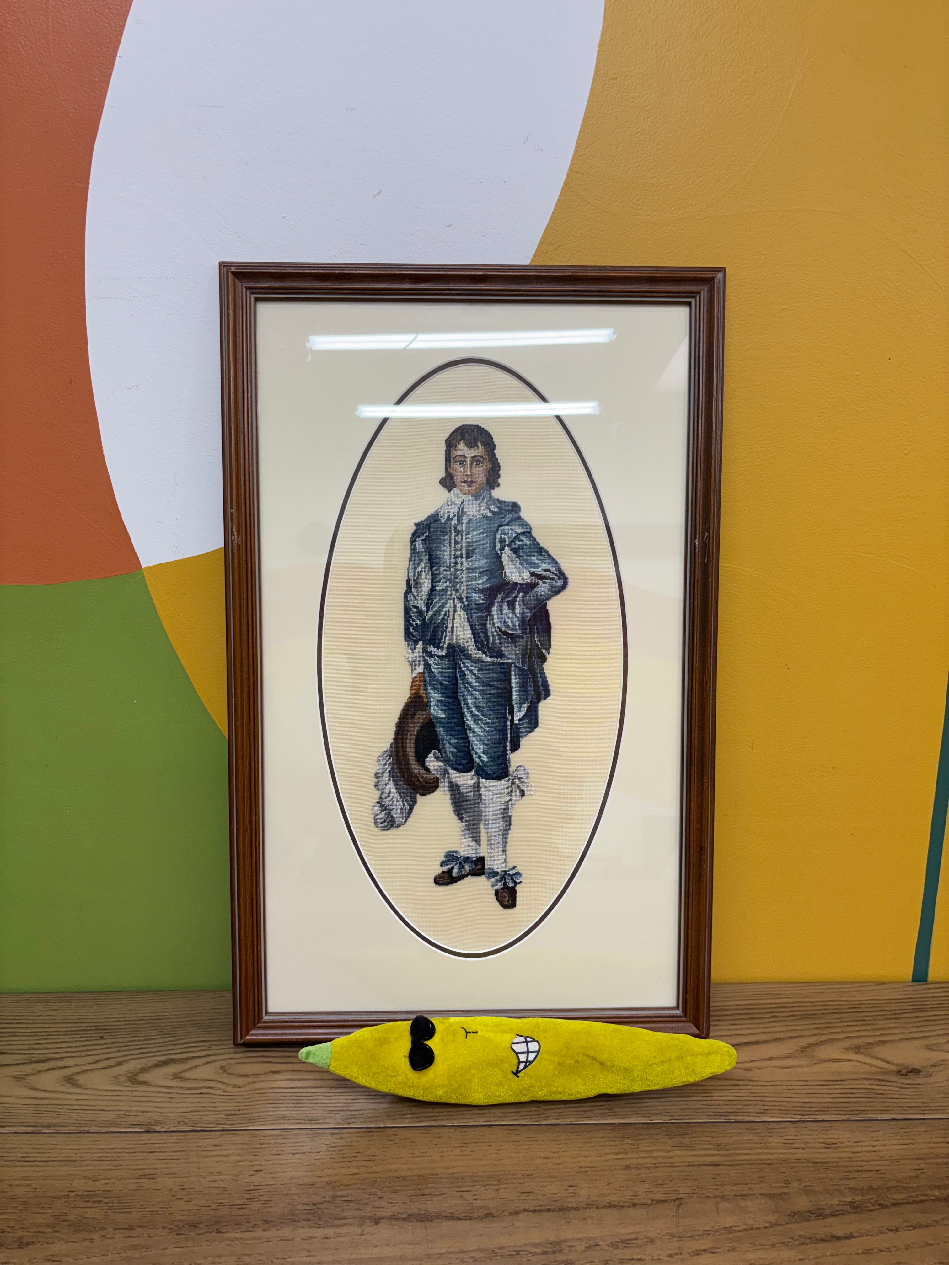Framed Needlepoint Blue Boy