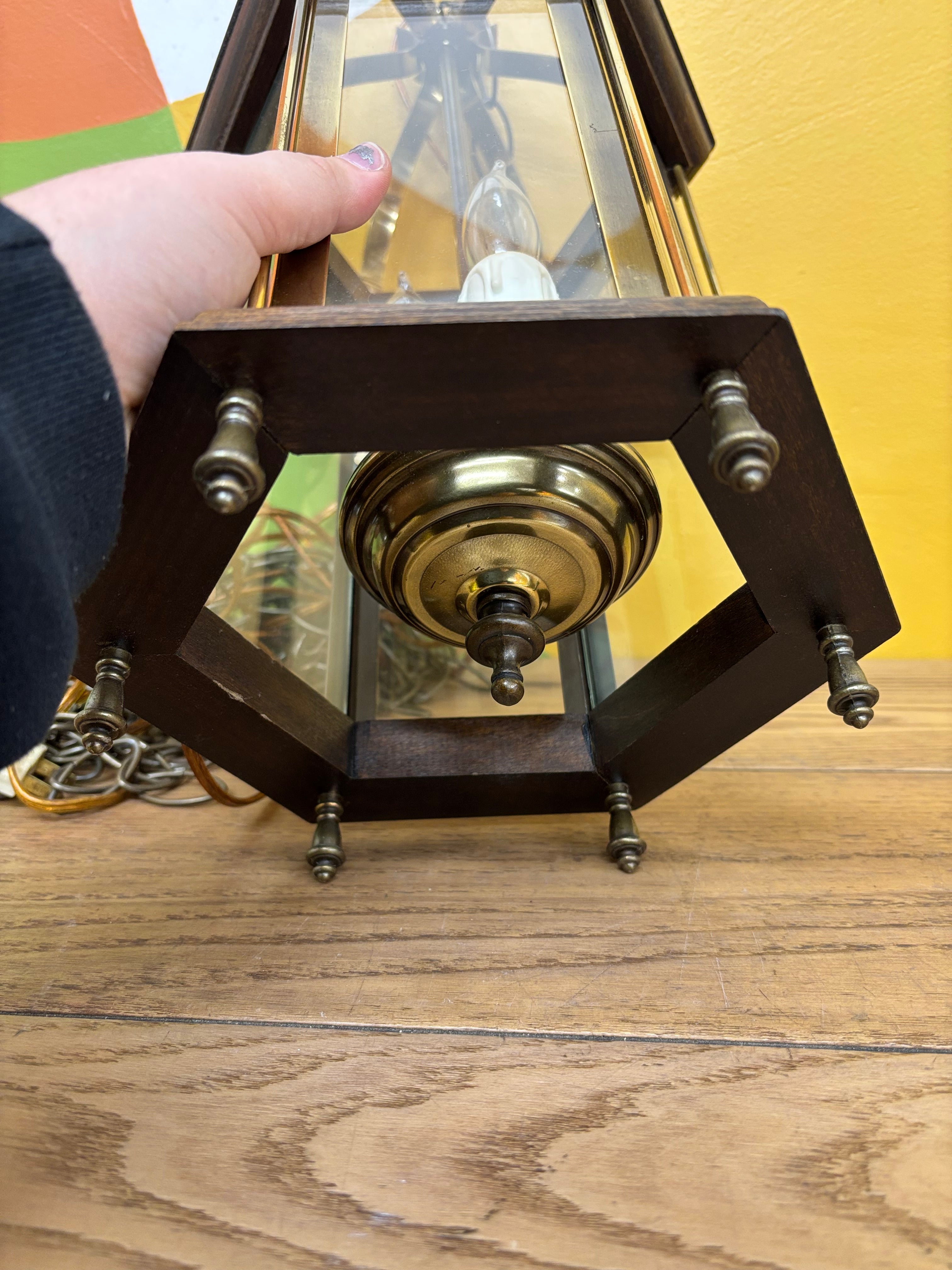 Glass Lantern Style Swag Lamp