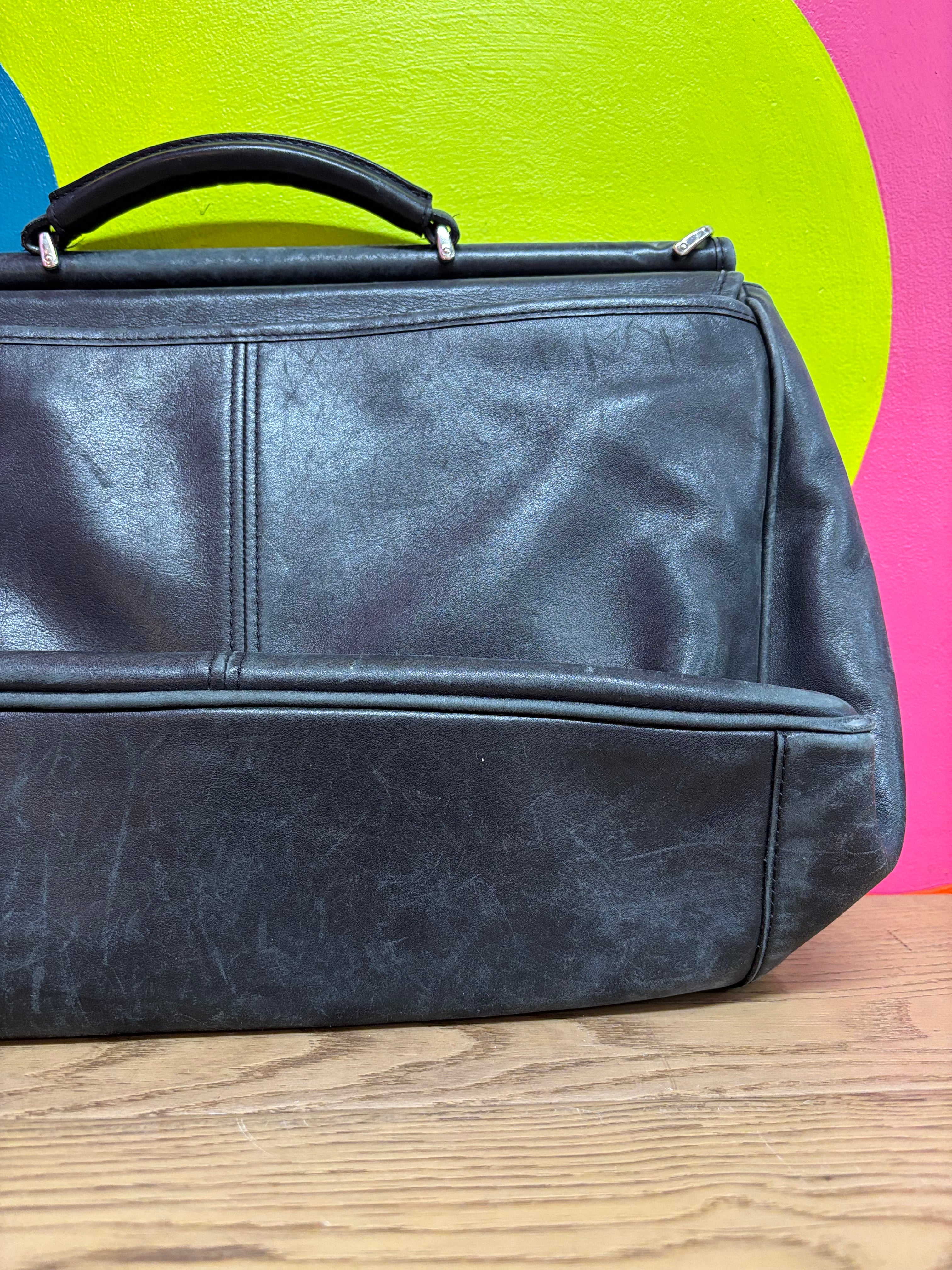 Black Leather Briefcase Shoulder Bag