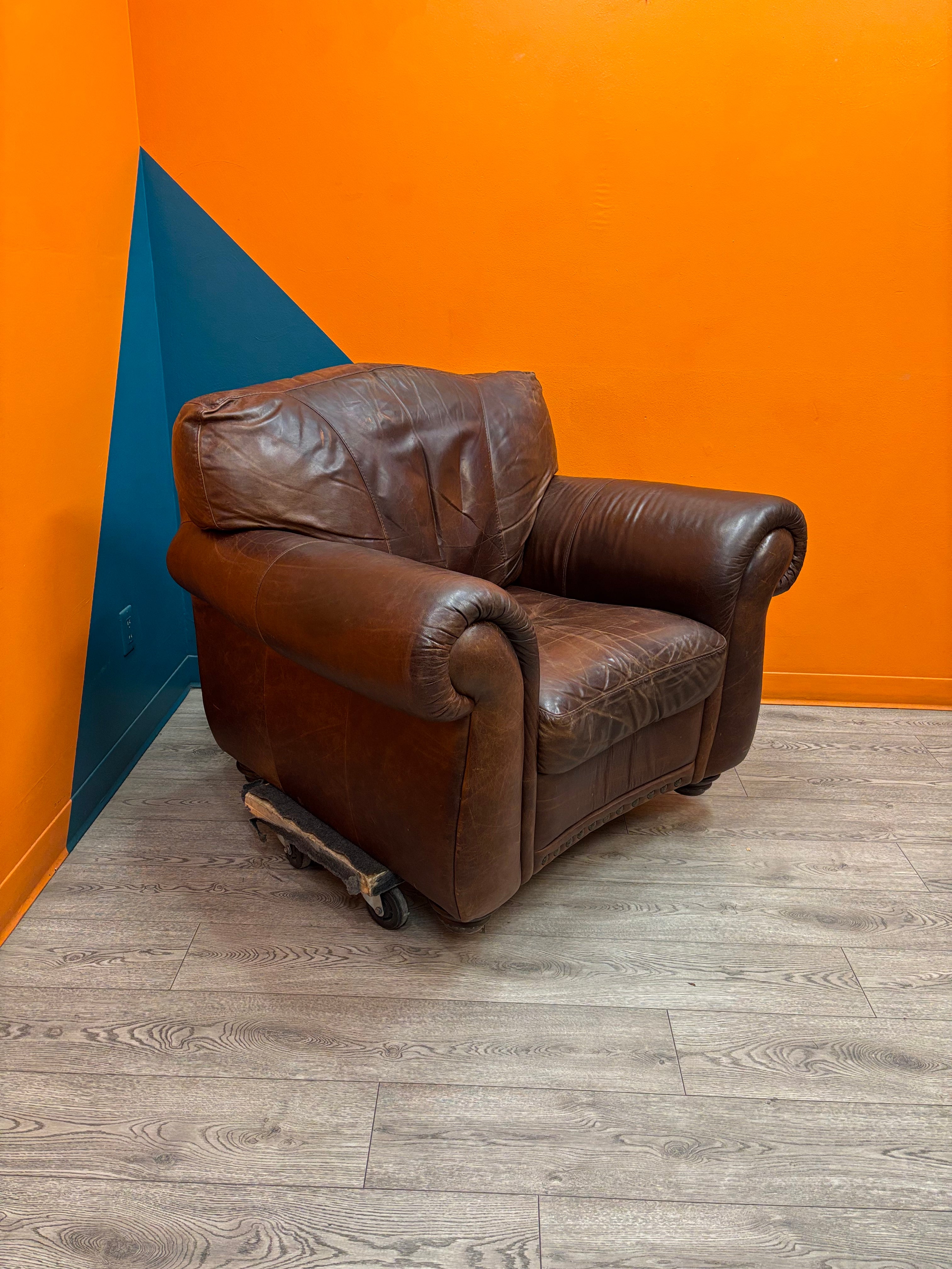 Italsofa Brown Leather Chair