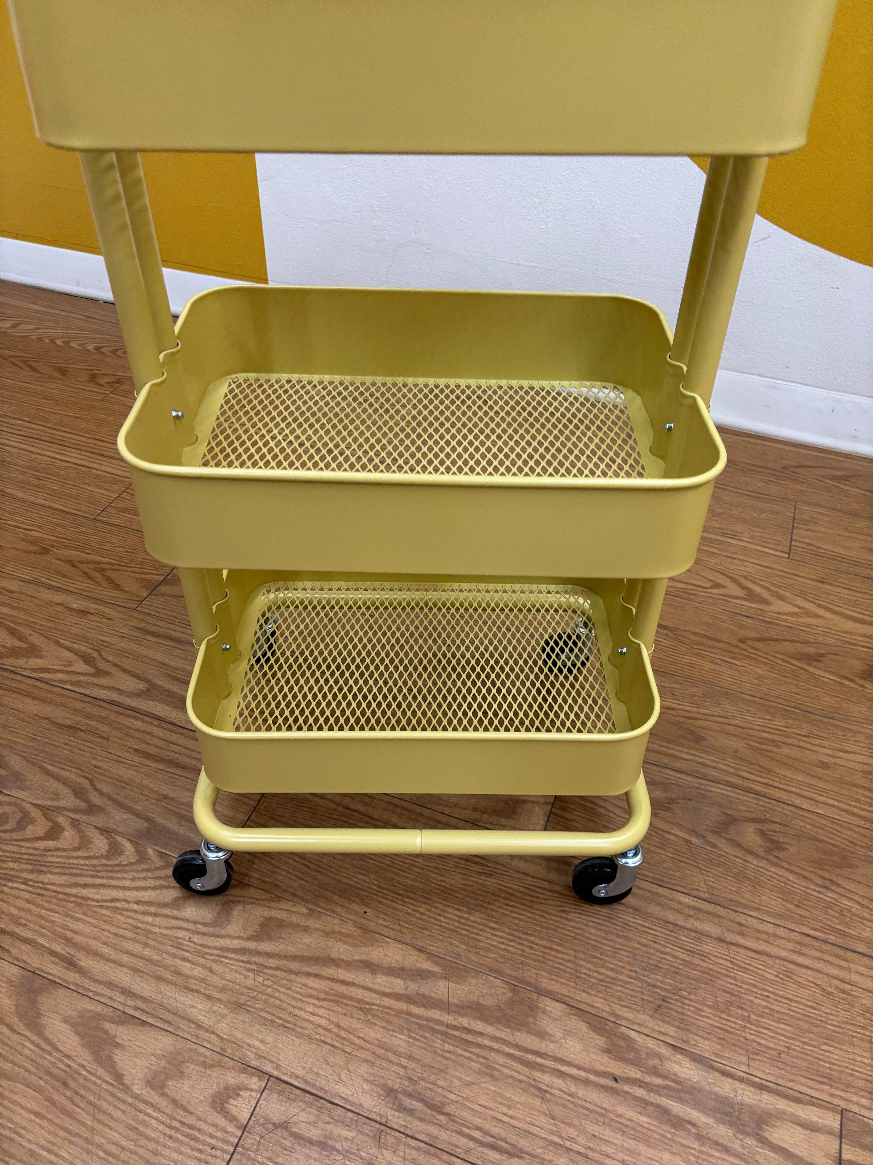 Yellow 3-Tier Rolling Cart