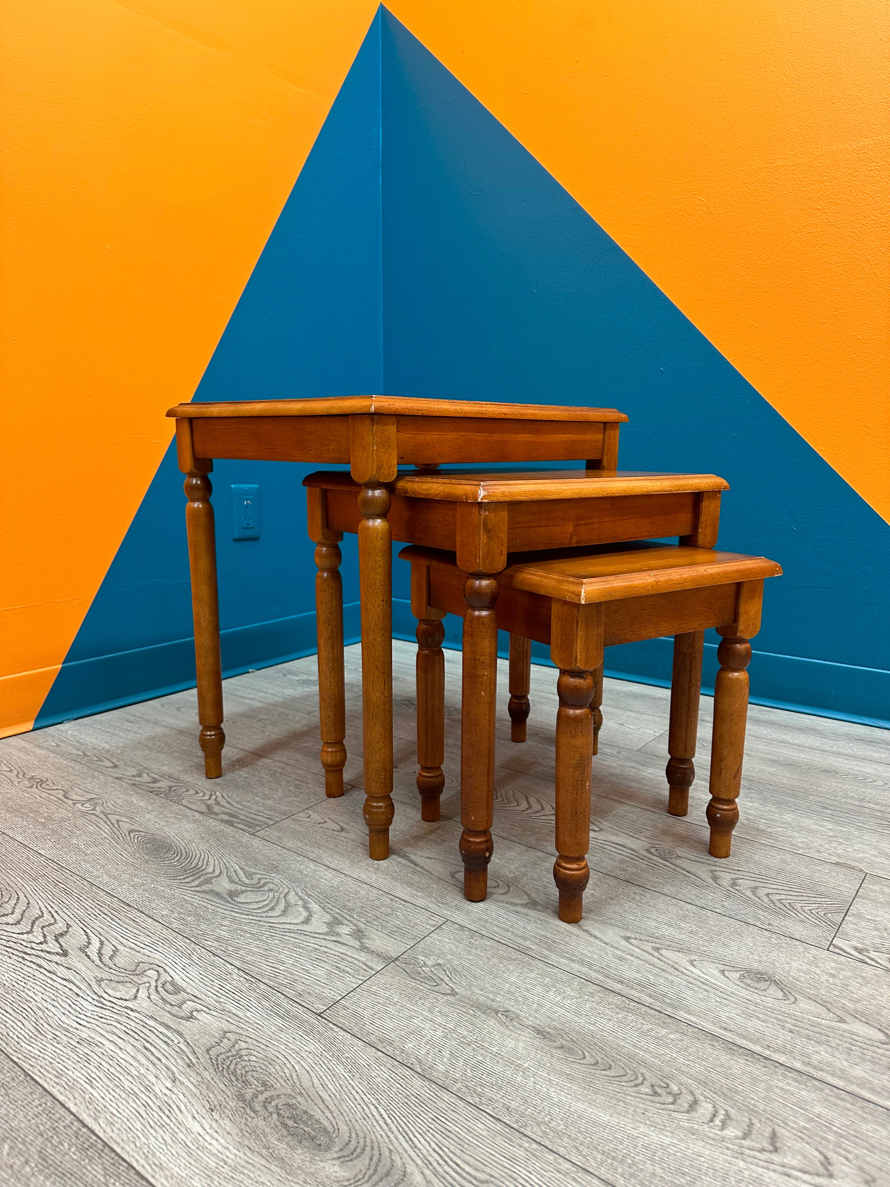 (3) Wooden Nesting Tables