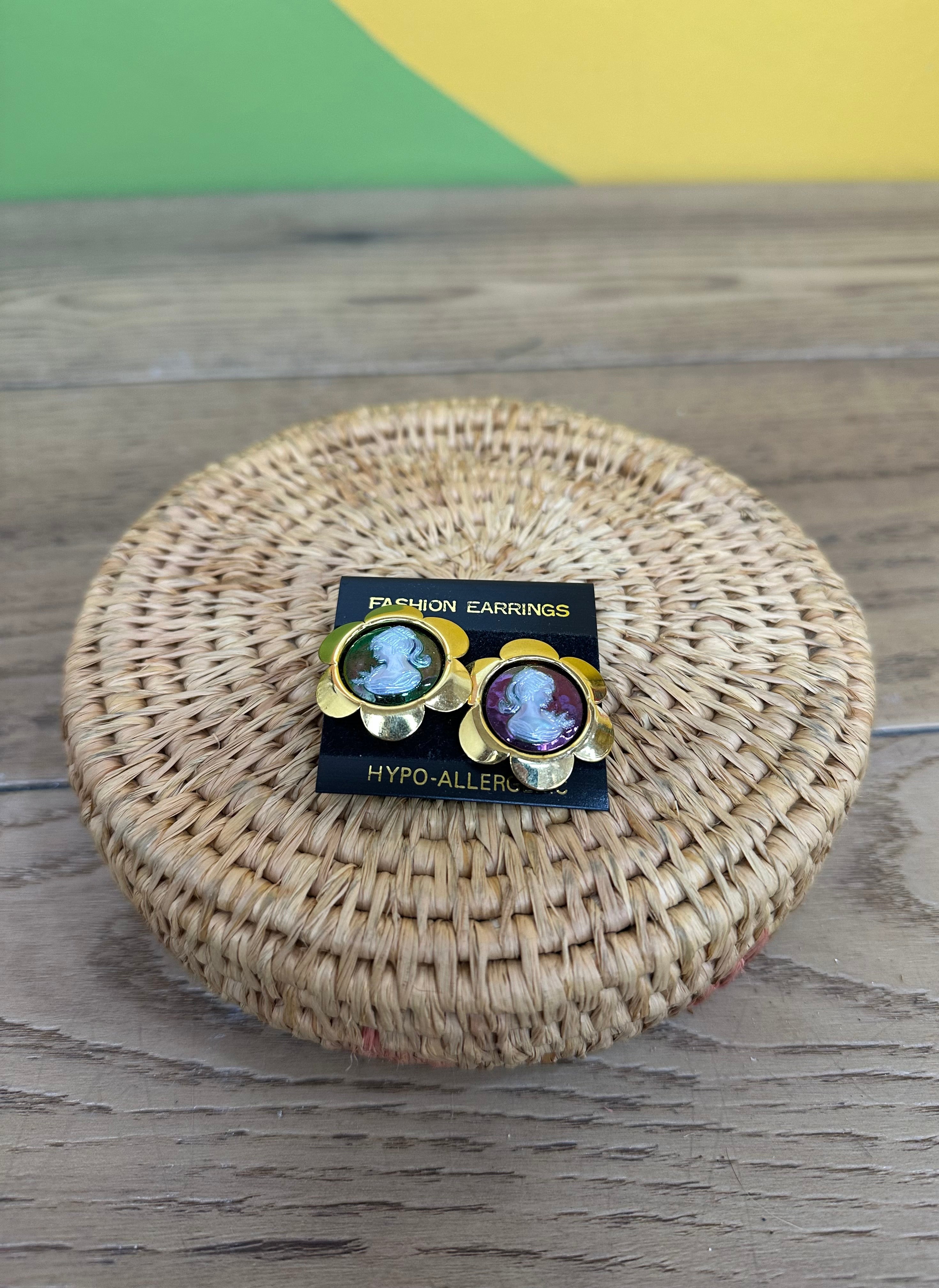 Flower Cameo Earrings