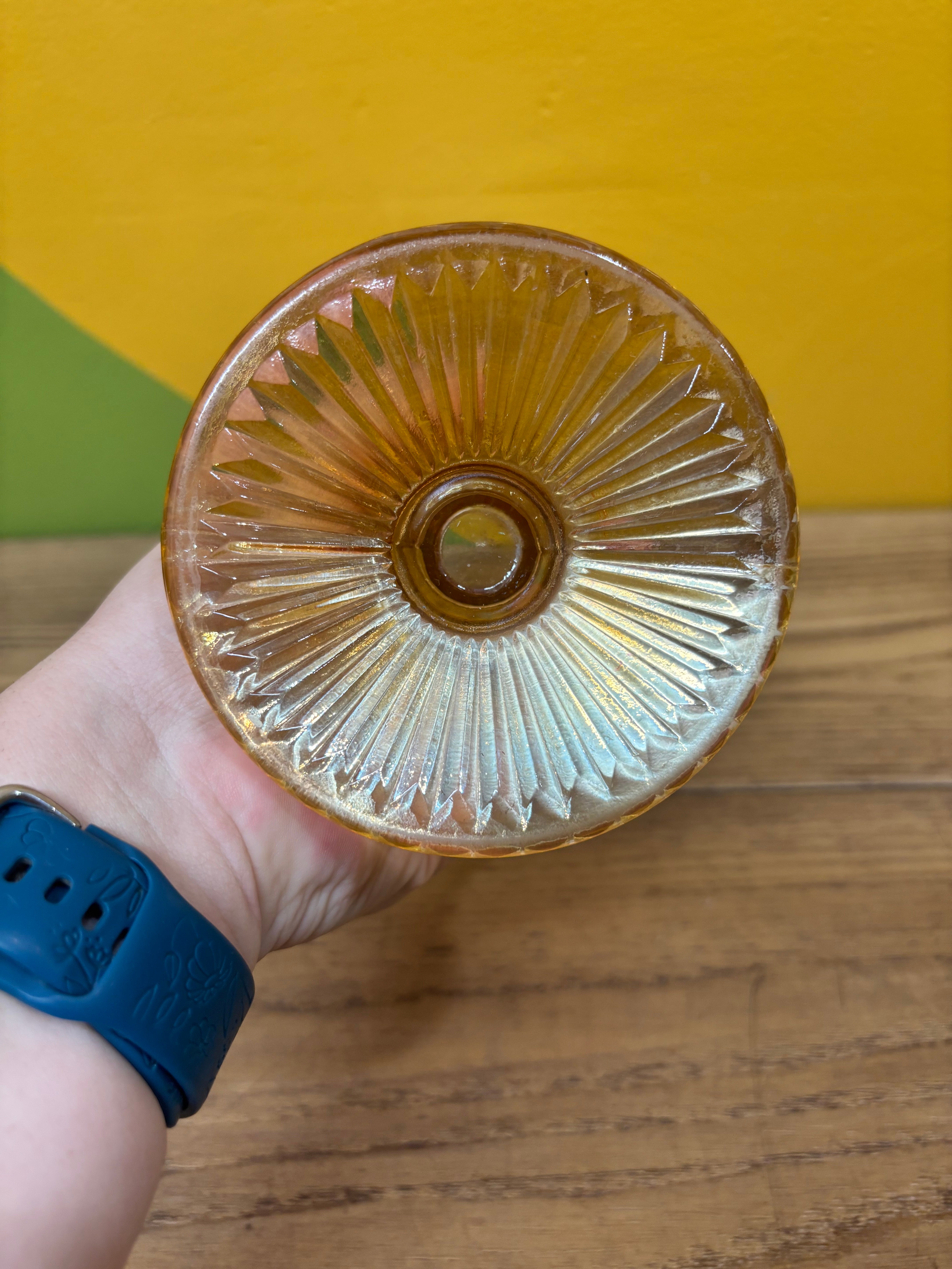 Marigold Carnival Glass Vase