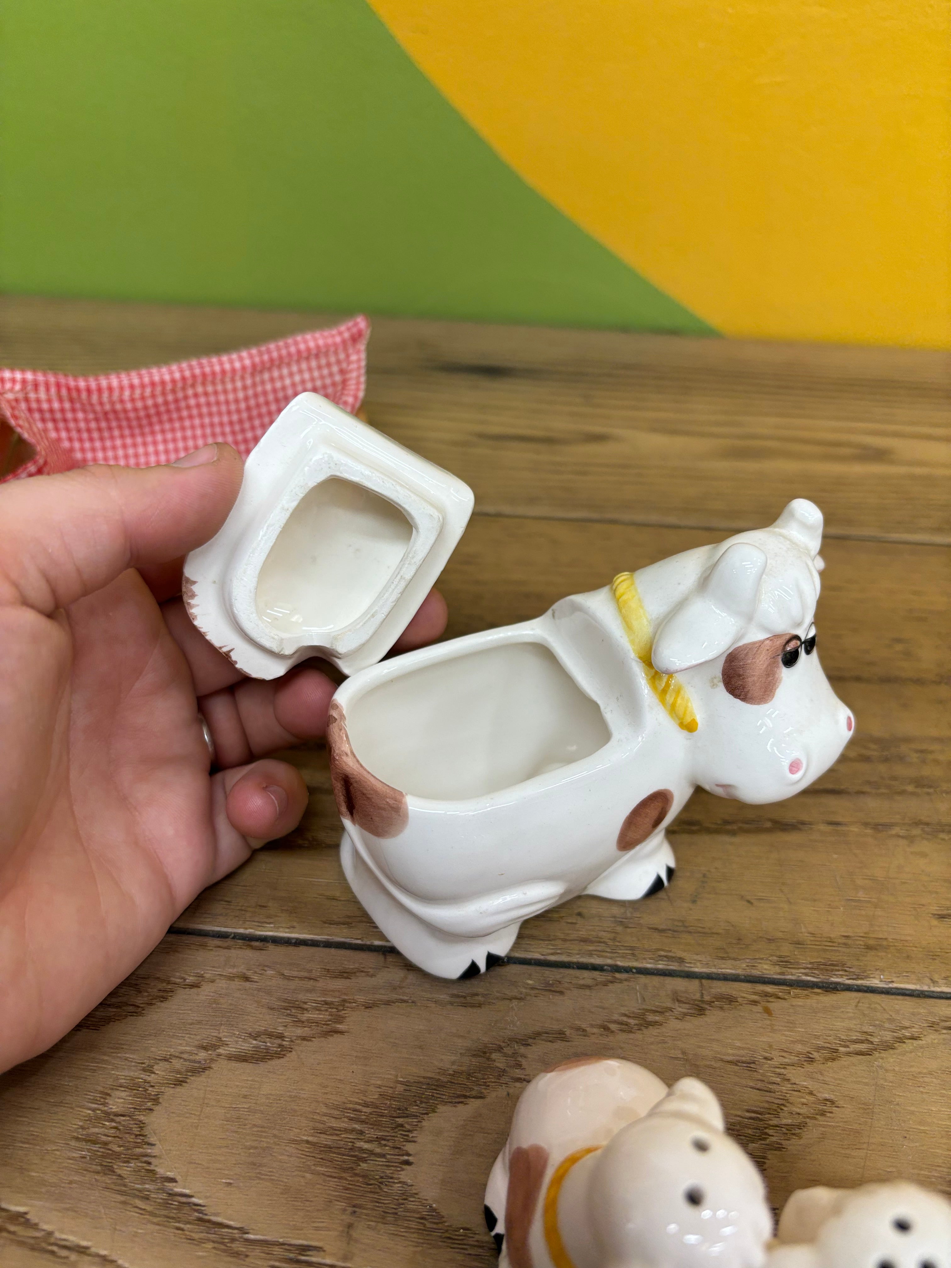 Ceramic Cow Sugar Jar & Shakers Set