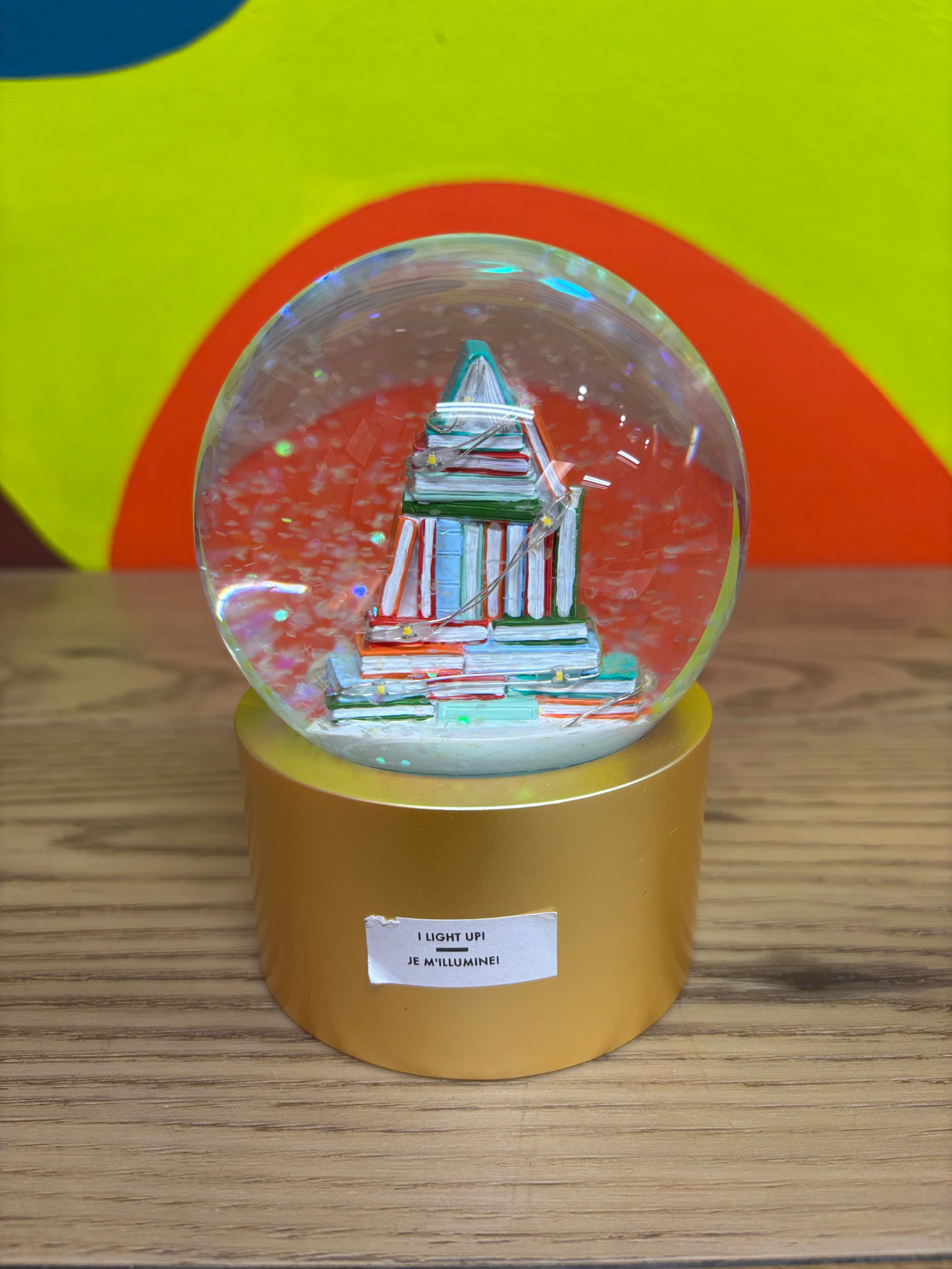 Light Up Stack of Books Snow Globe