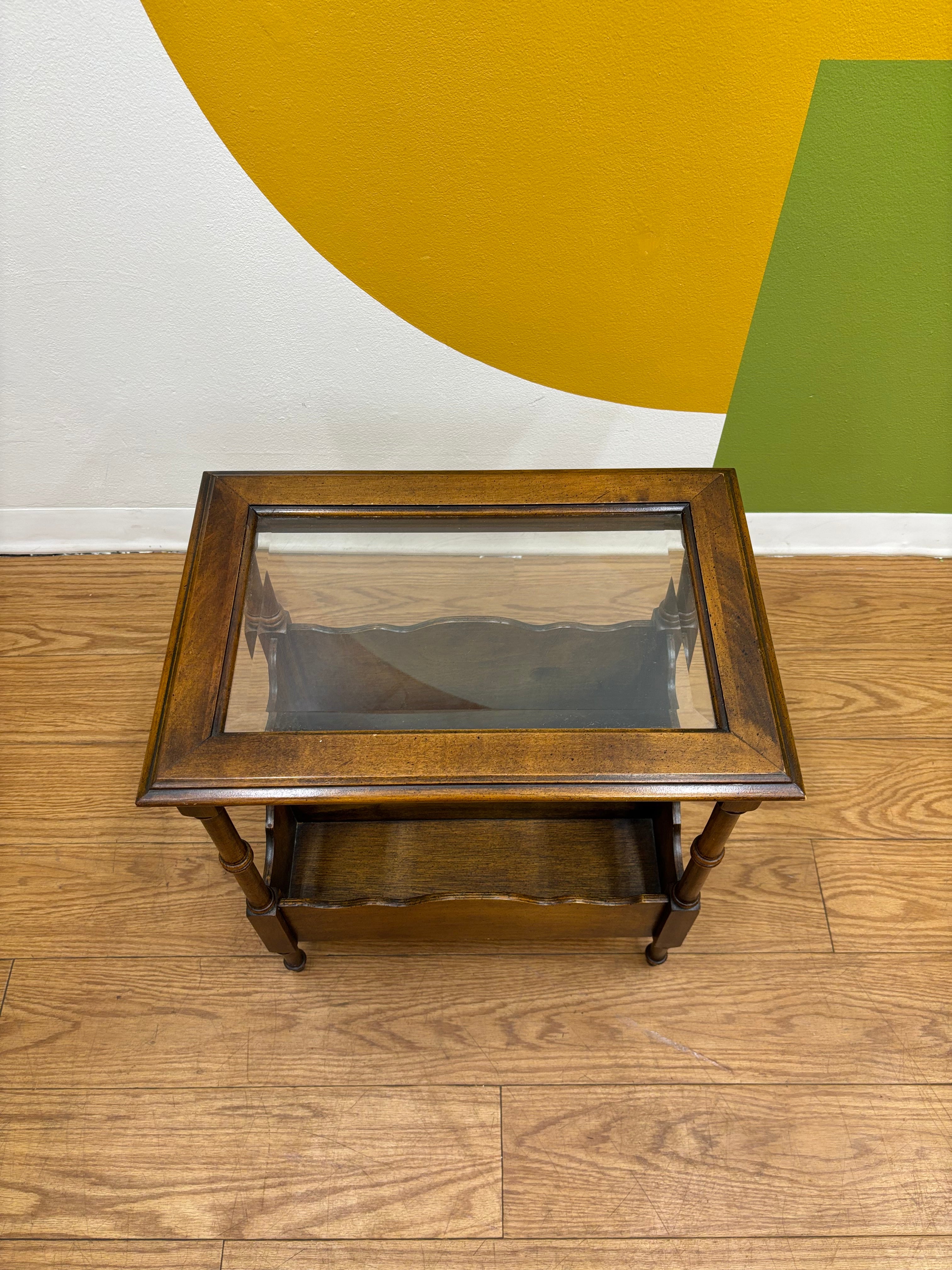 Wood Side Table with Bottom Storage