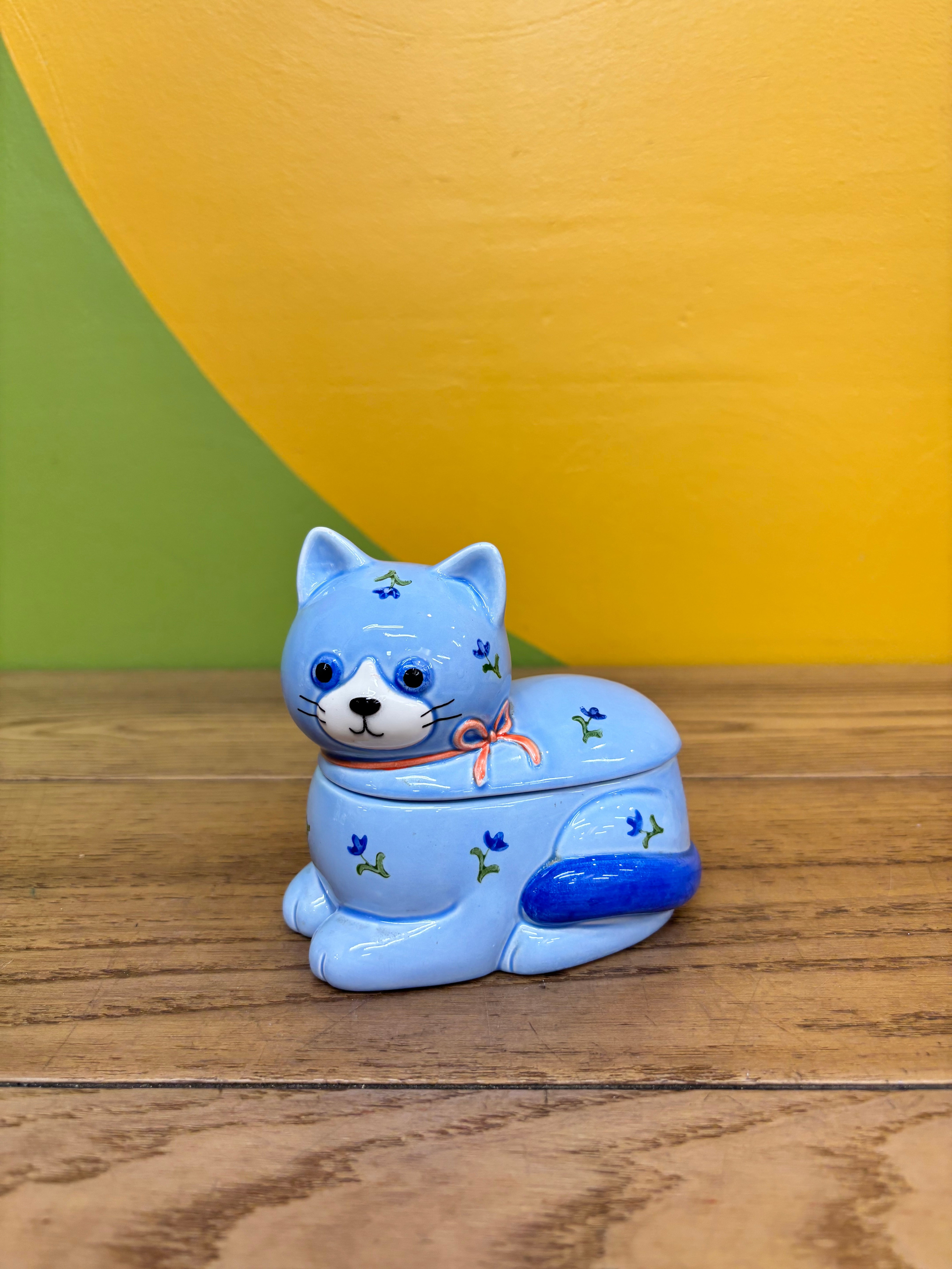 Otagiri Blue Cat Trinket Box