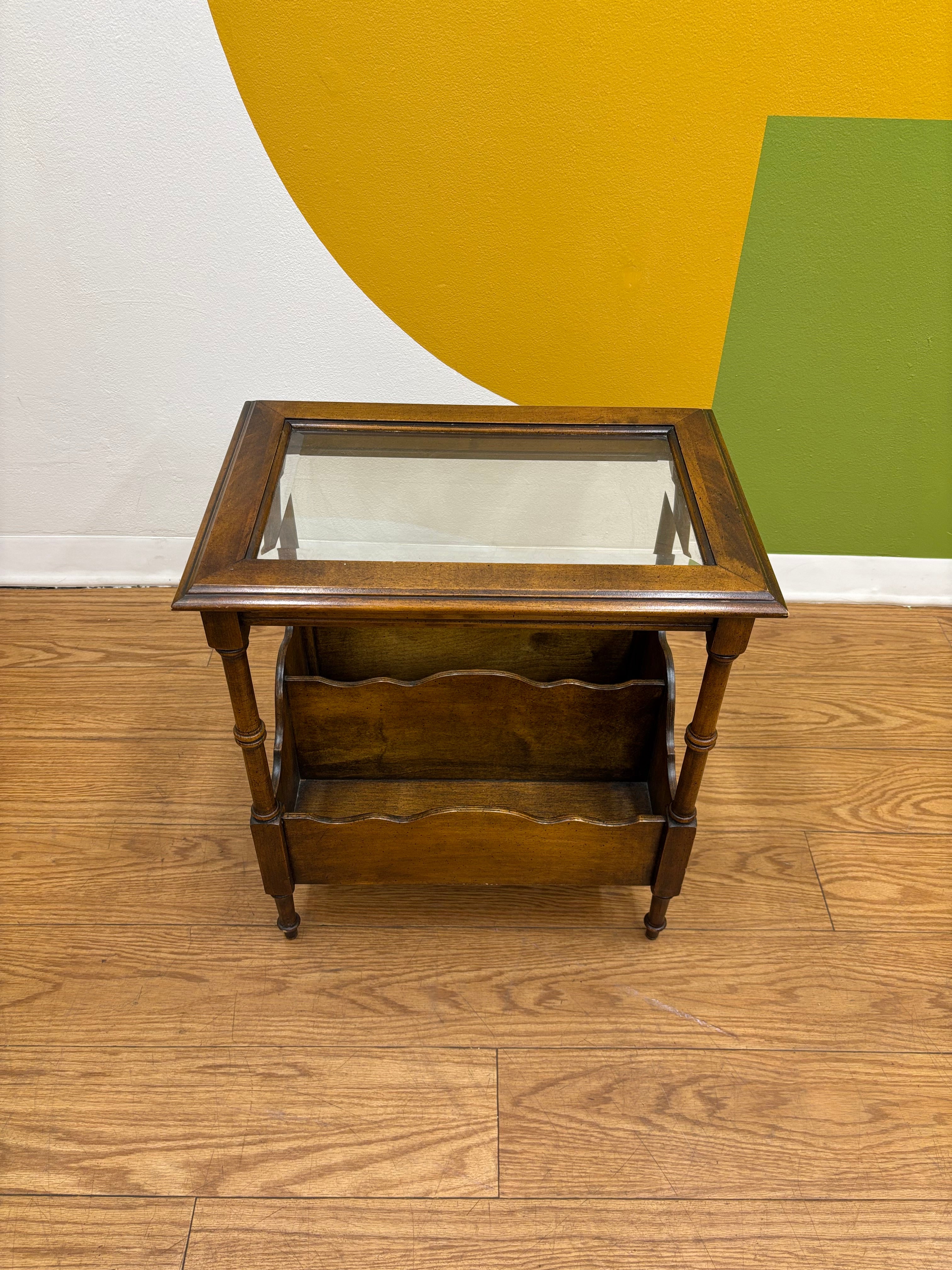 Wood Side Table with Bottom Storage