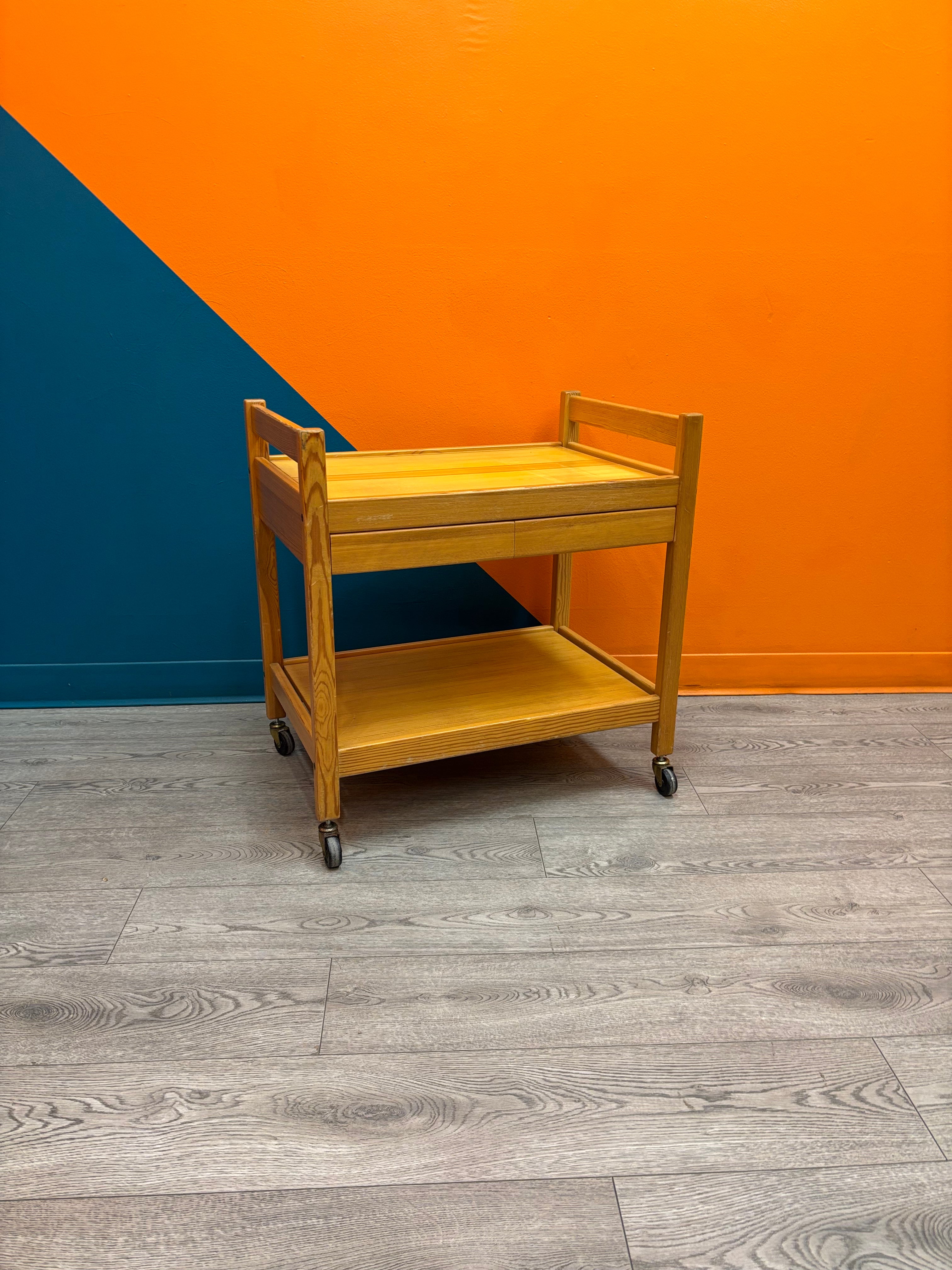 Wood Rolling Cart with Drawers