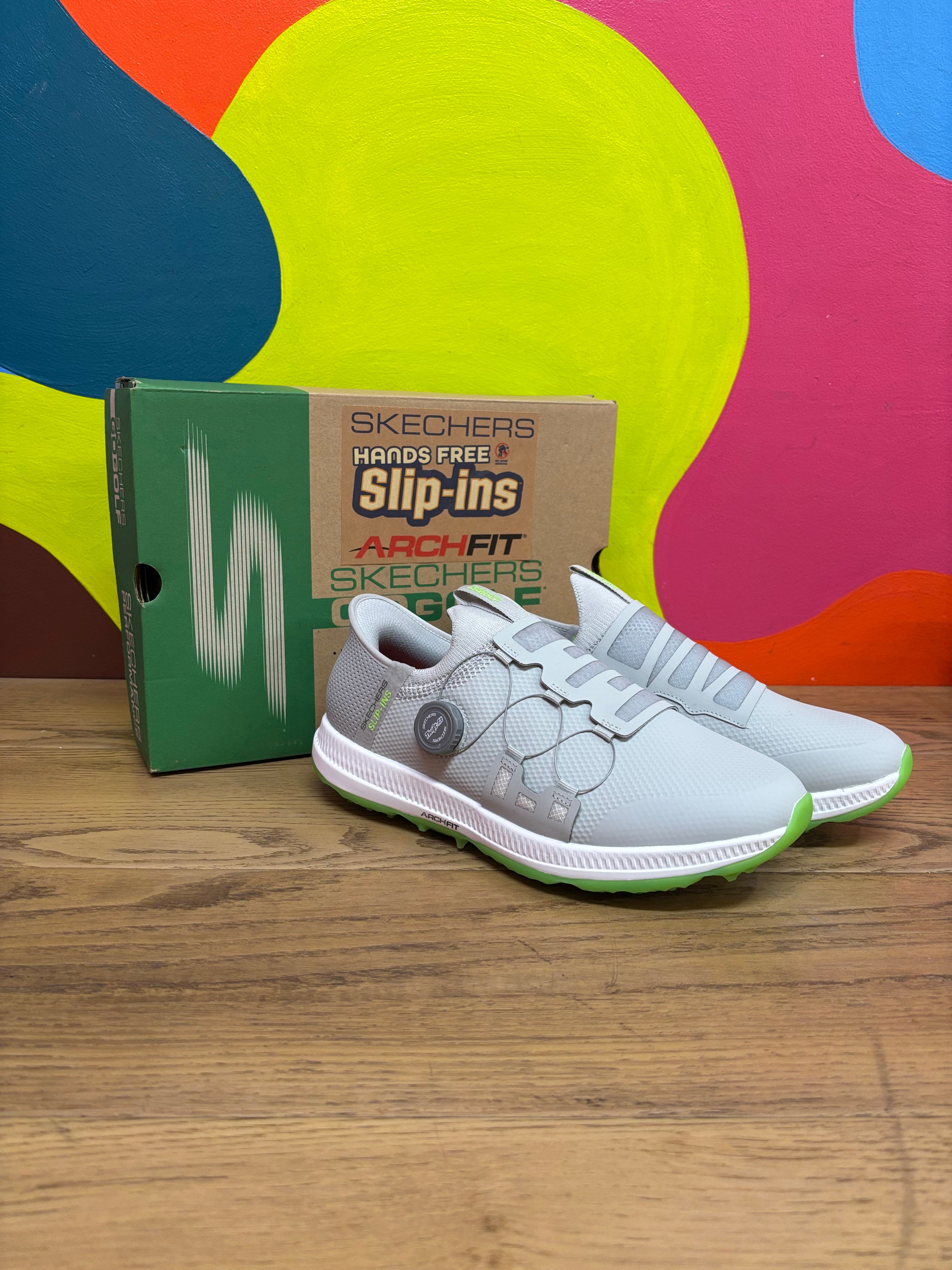 Skechers GO GOLF Elite 5 Slip 'In Golf Shoes Grey/Lime - Size Men's 9