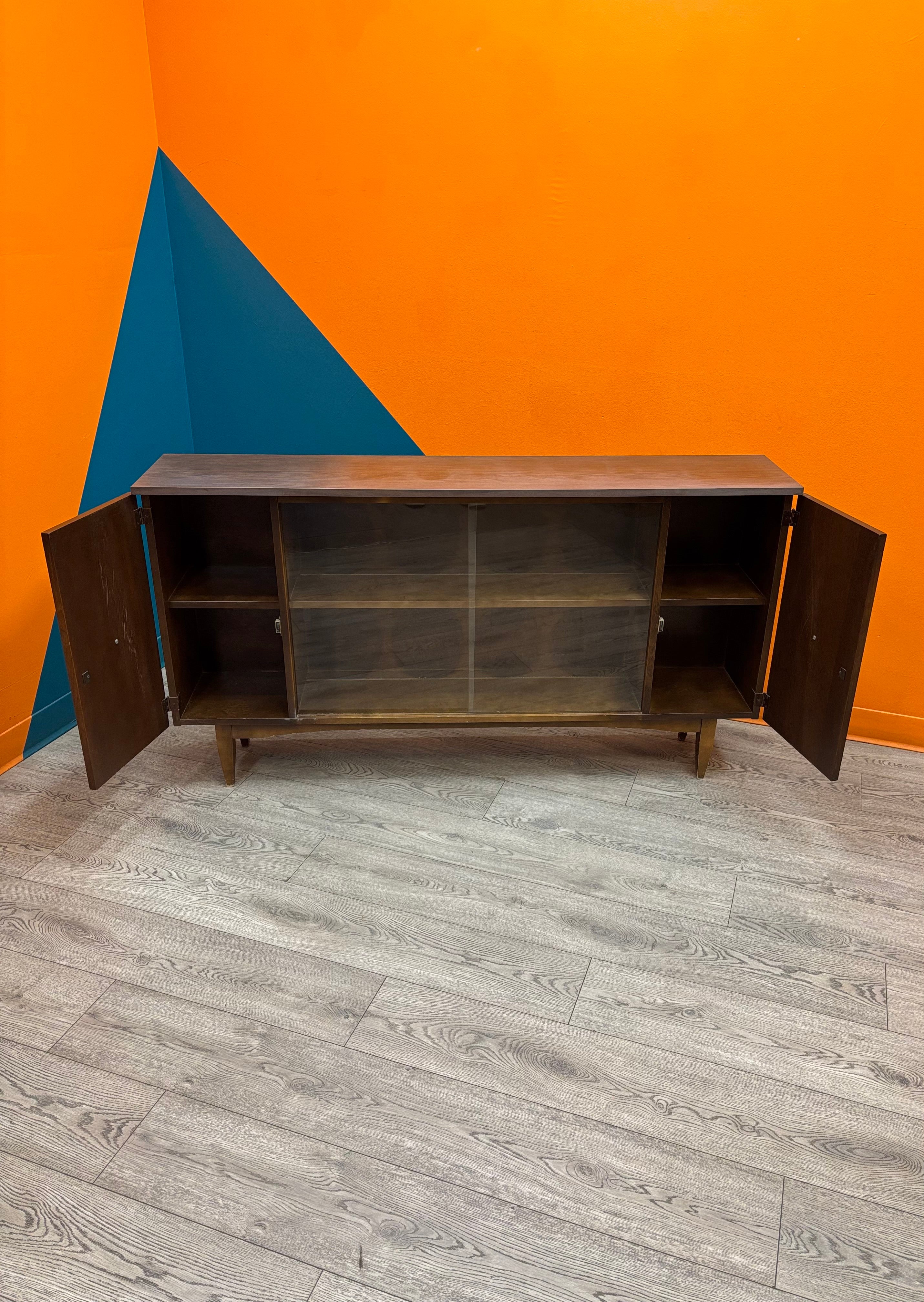 Wood Cabinet with Glass Doors