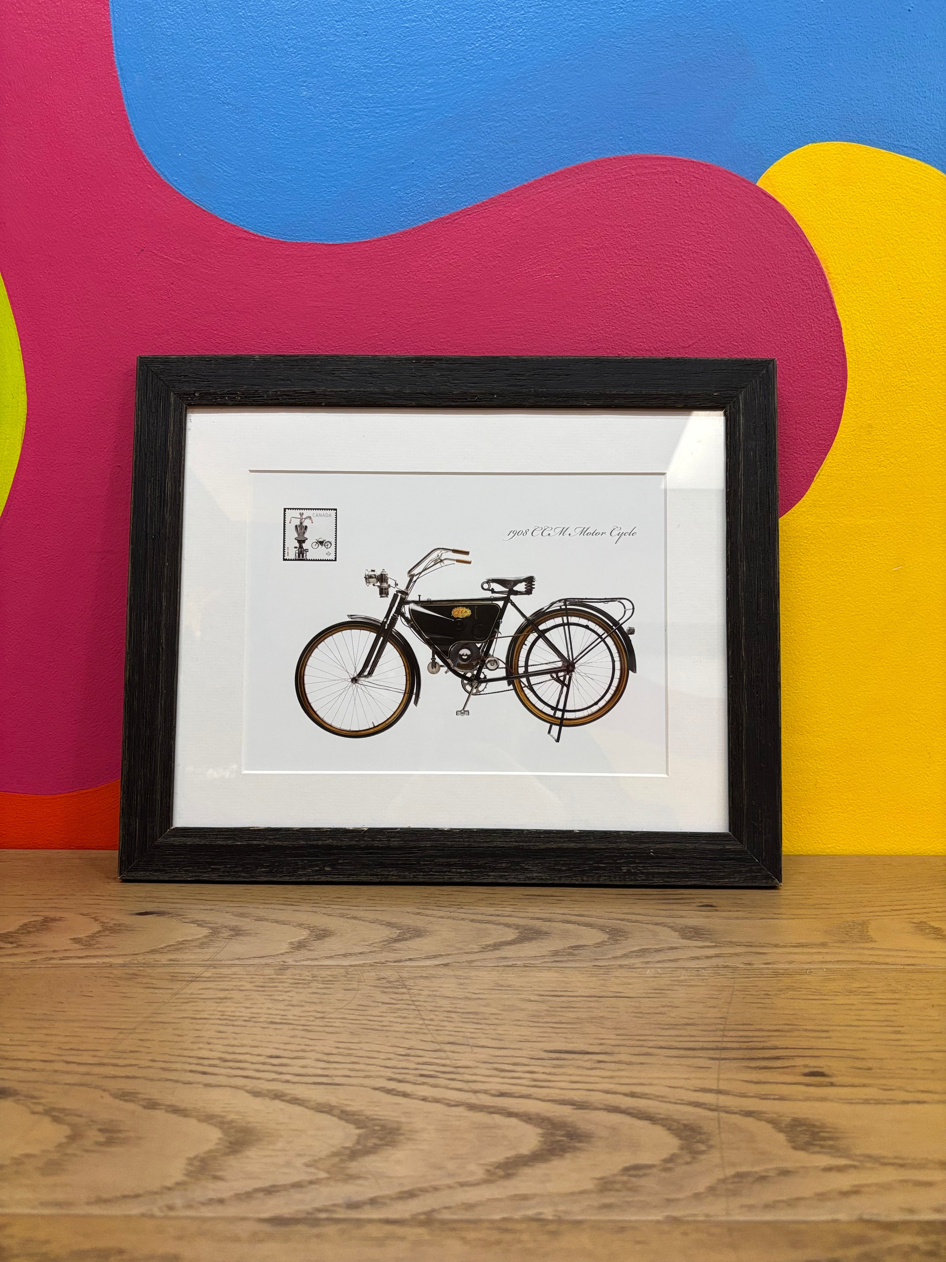 Framed 1908 CCM Motor Cycle