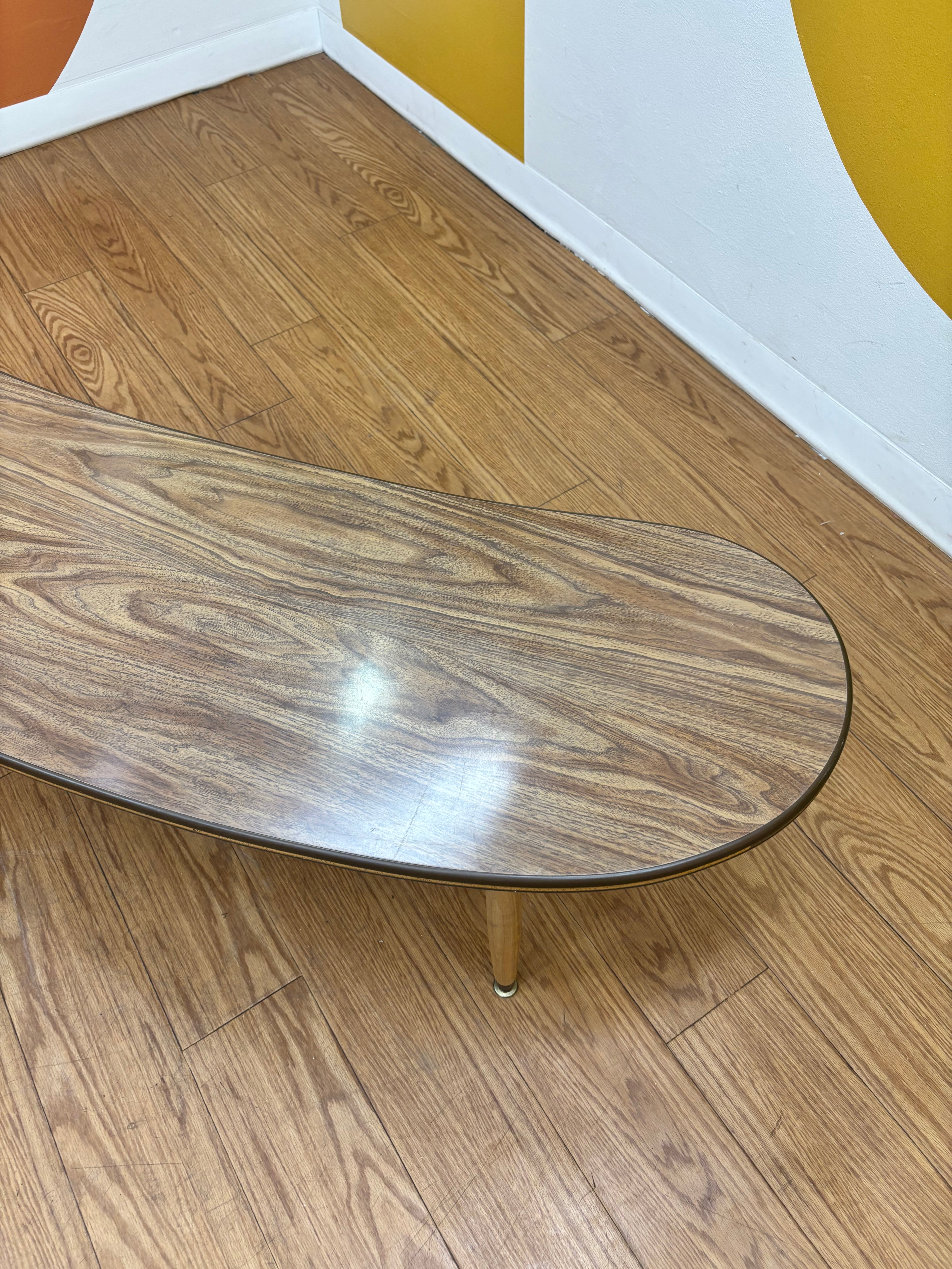 Wood Kidney-Shaped Coffee Table