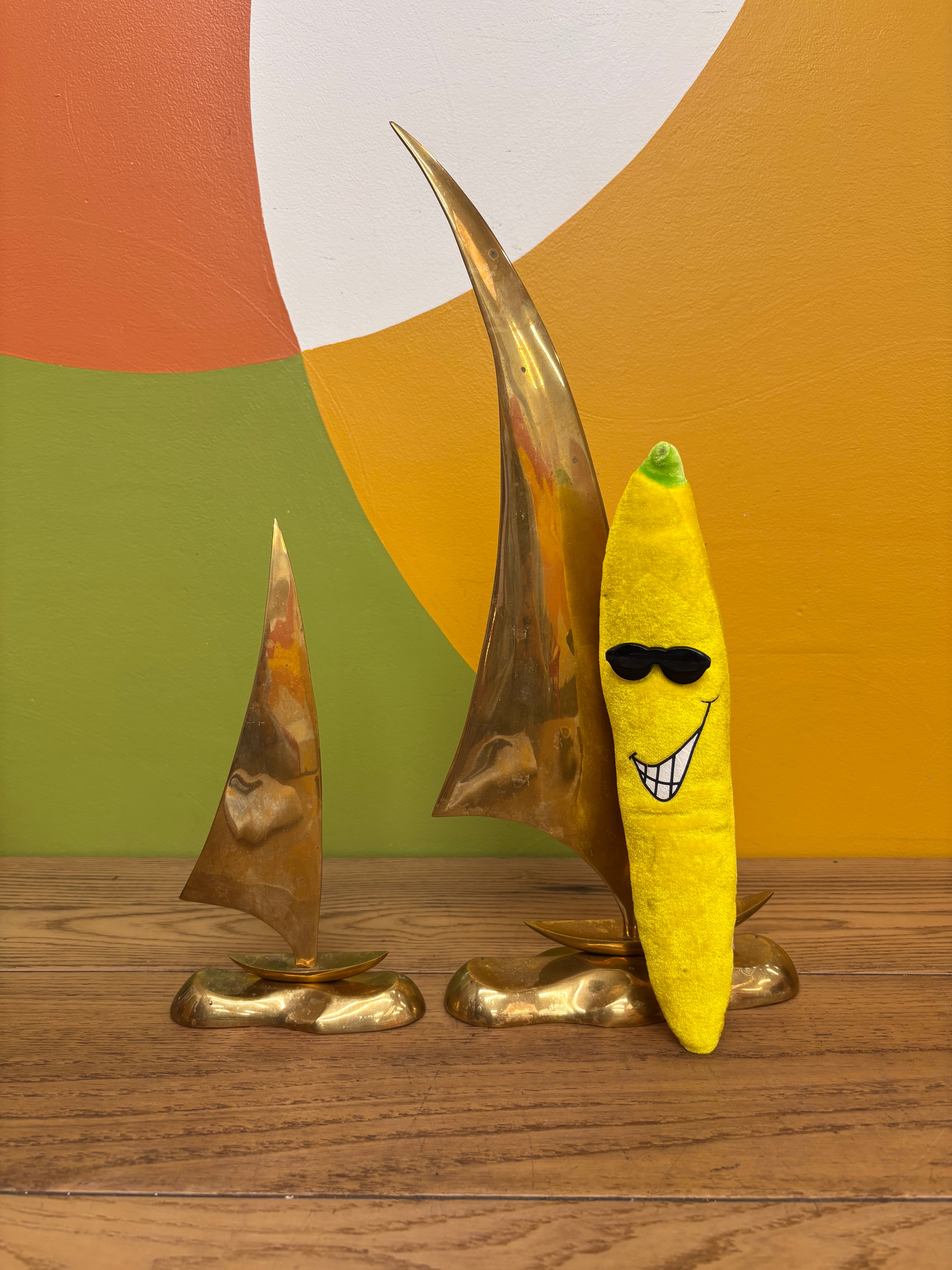 Set of 2 Brass Sailboats