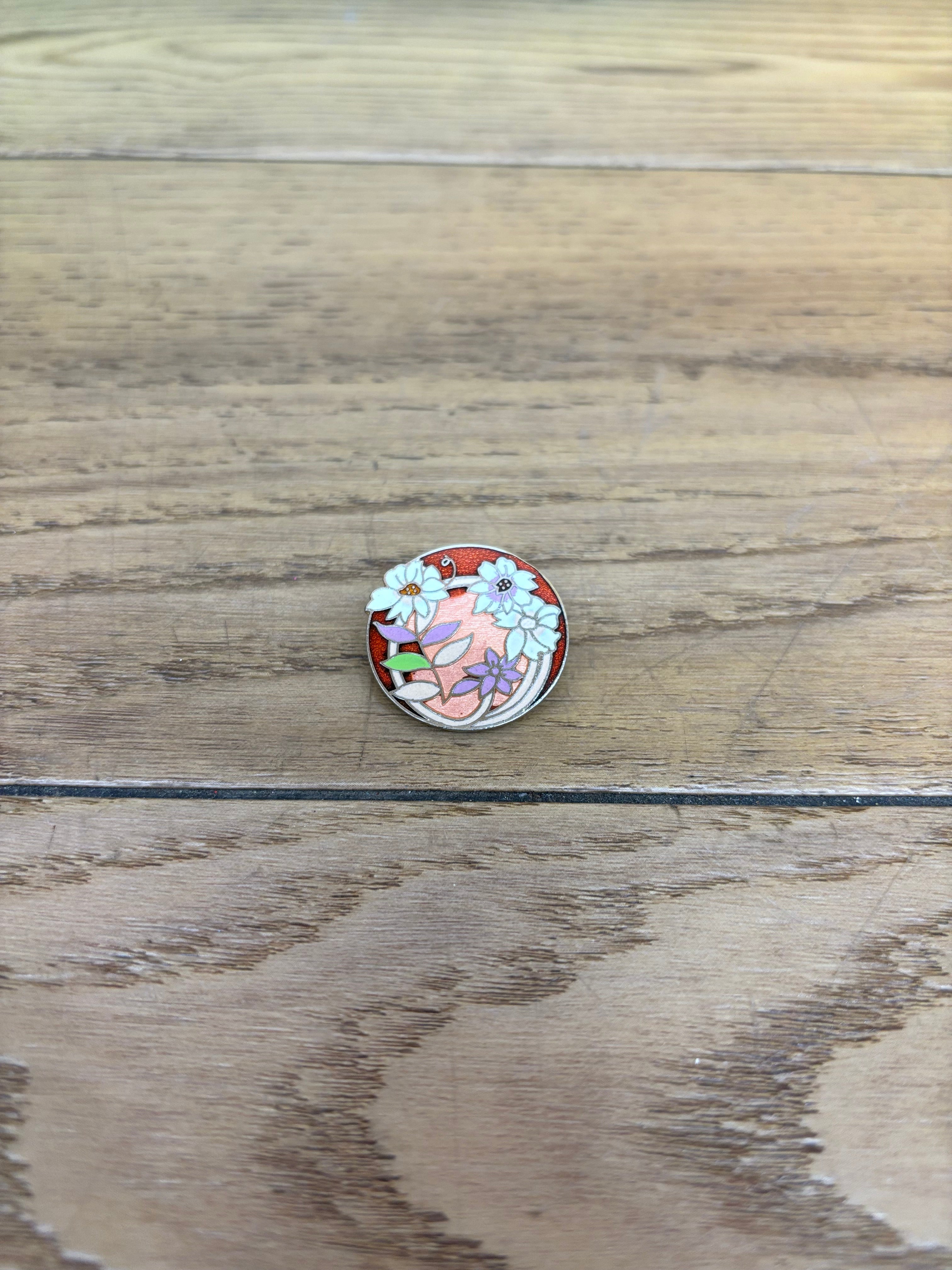 Floral Enamel Brooch