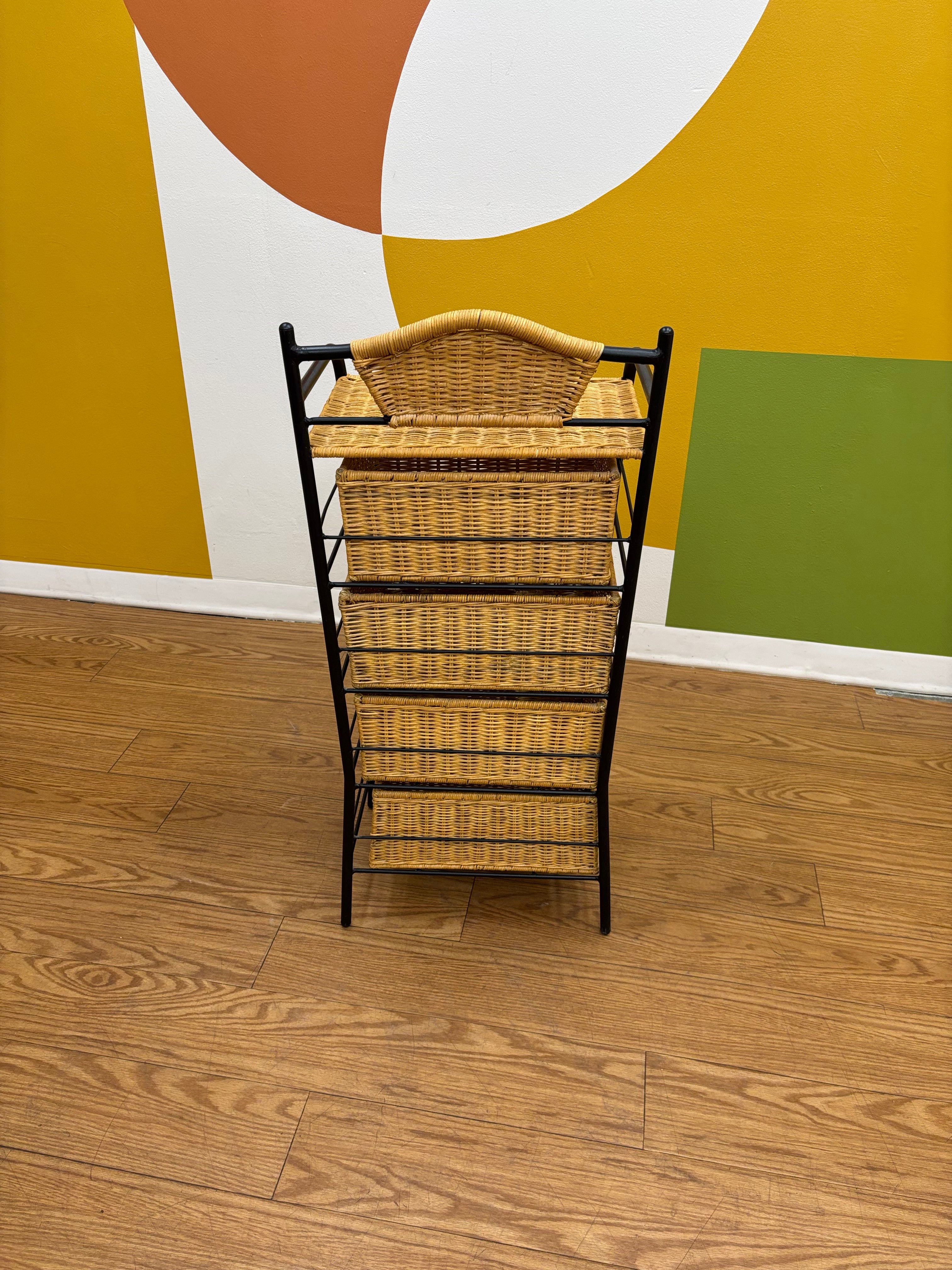 4 Drawer Wicker Storage Tower
