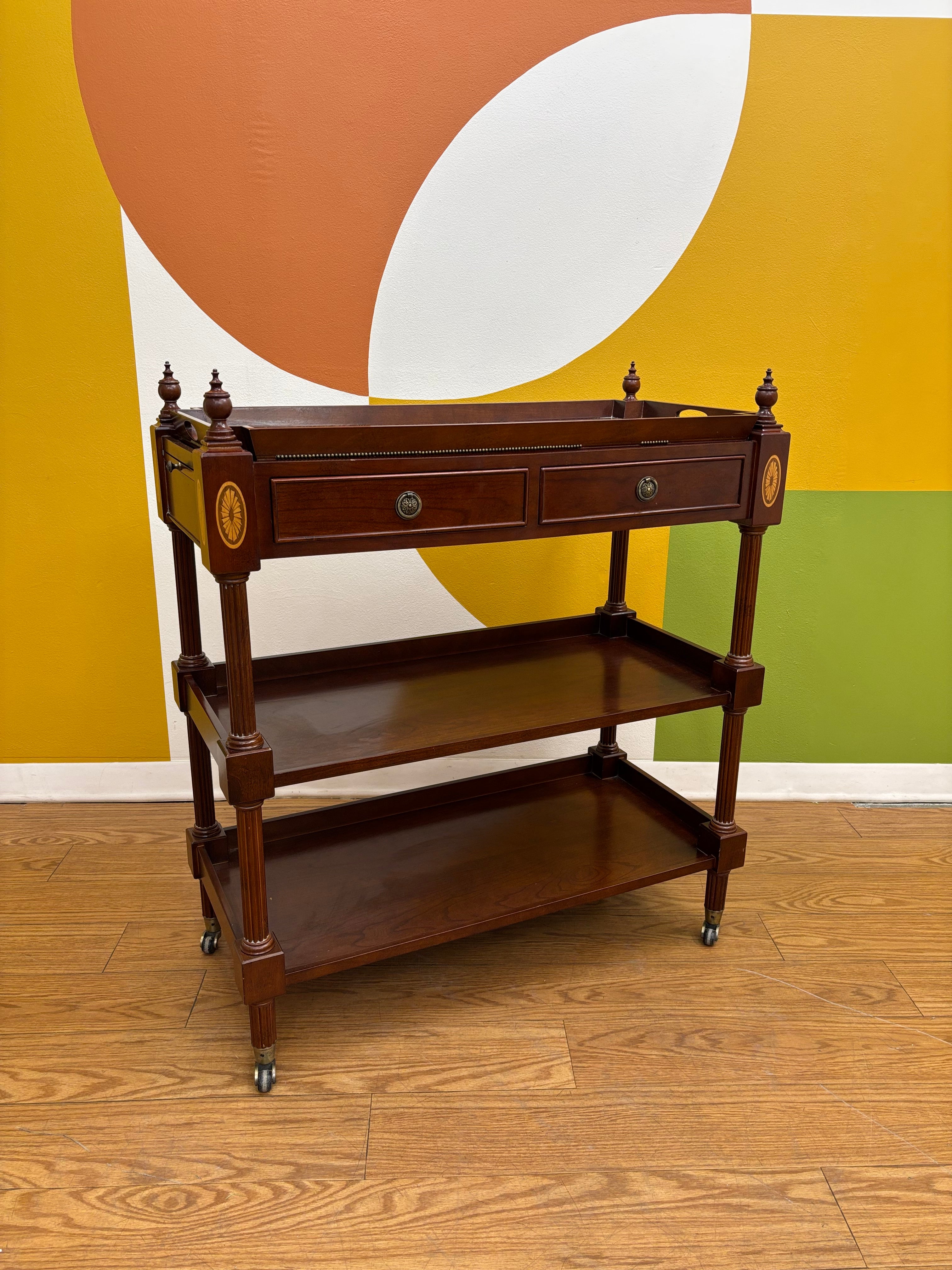Mahogany Post Rolling Serving Cart